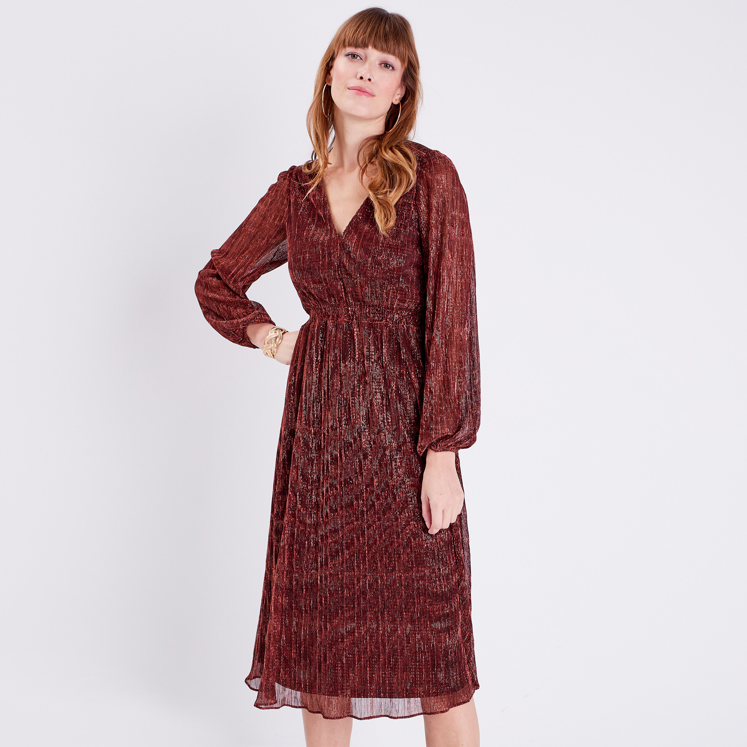 Robe longue droite rose femme
