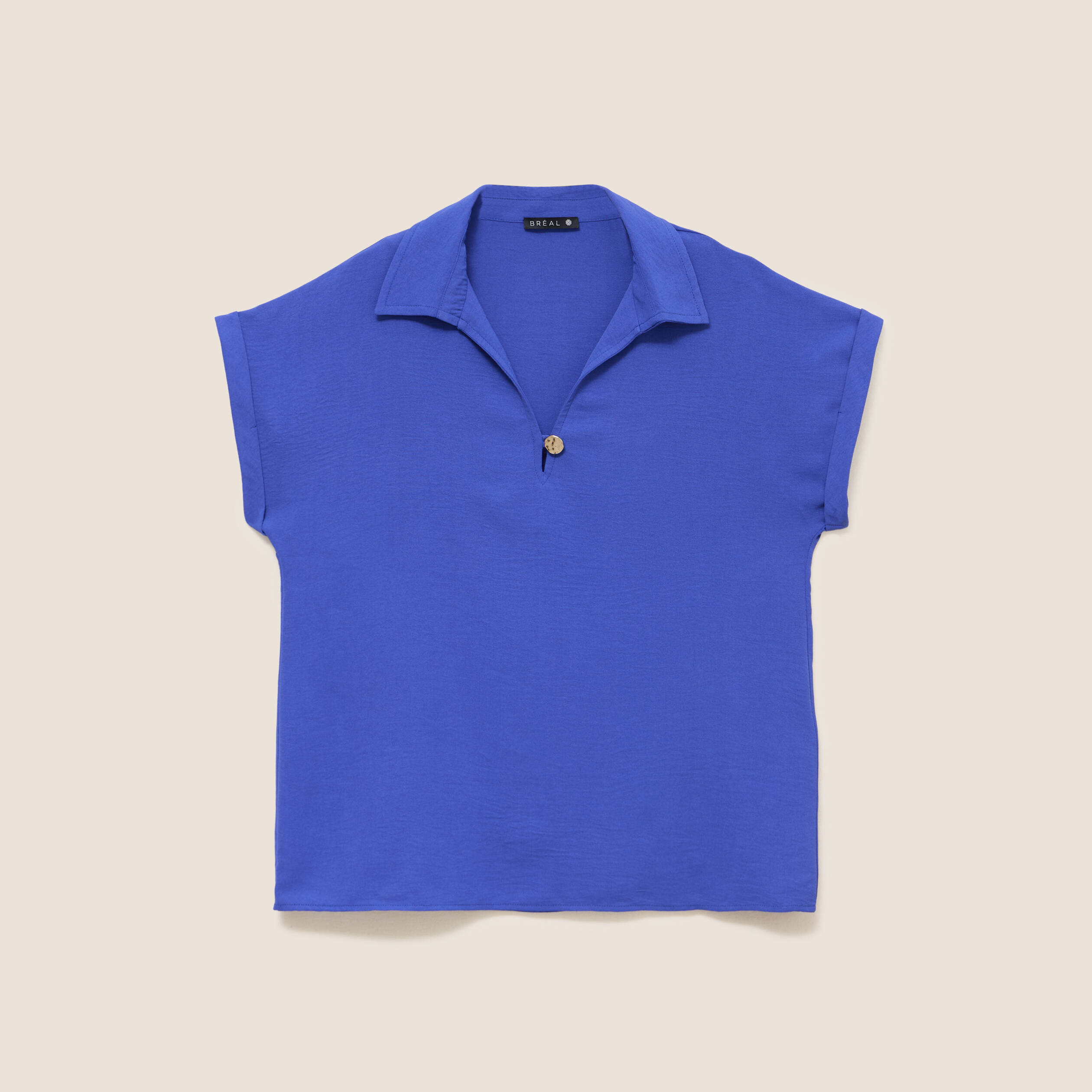 Blouse manches courtes bleu fonc&eacute; femme