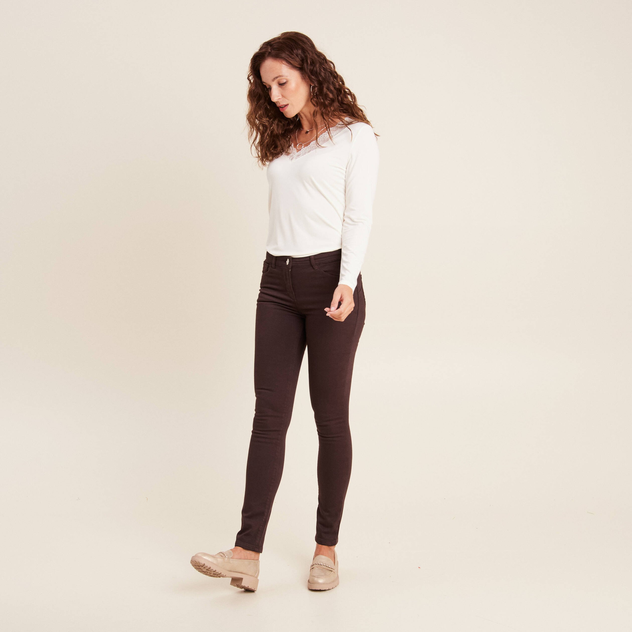 pantalon chaud magique marron fonce femme Pantalon chaud magique marron foncé femme