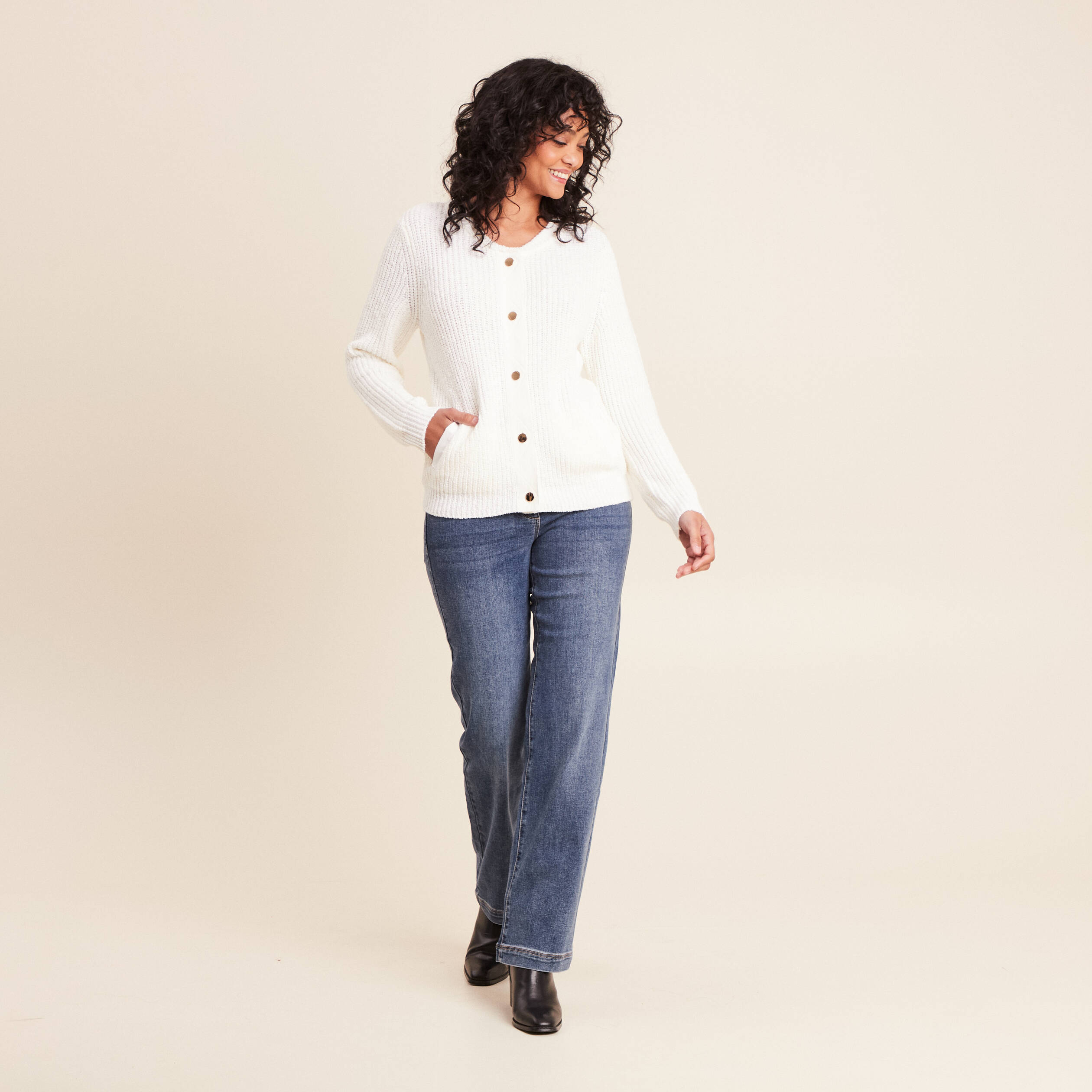 Bomber manches longues ecru femme