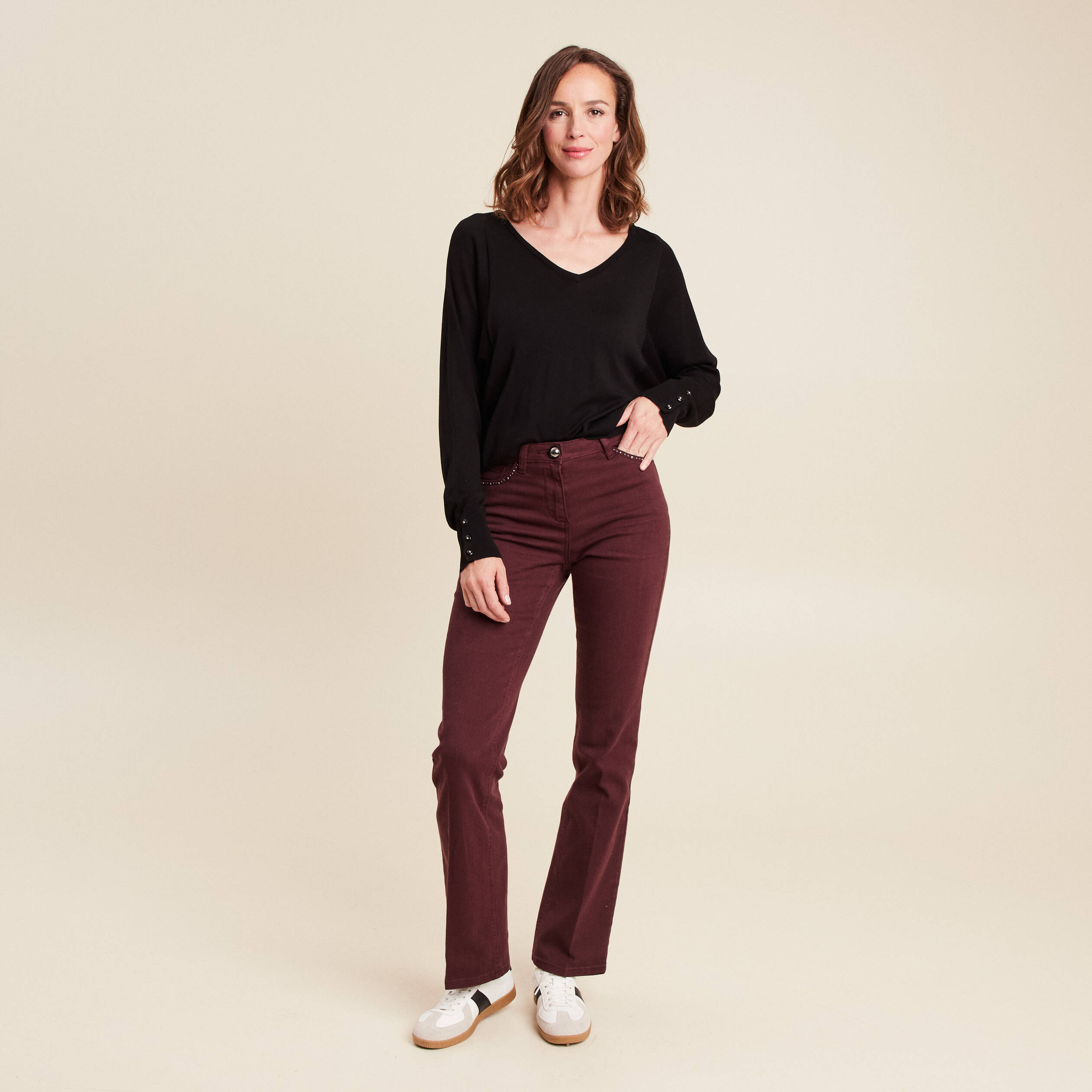 Pull manches longues noir femme