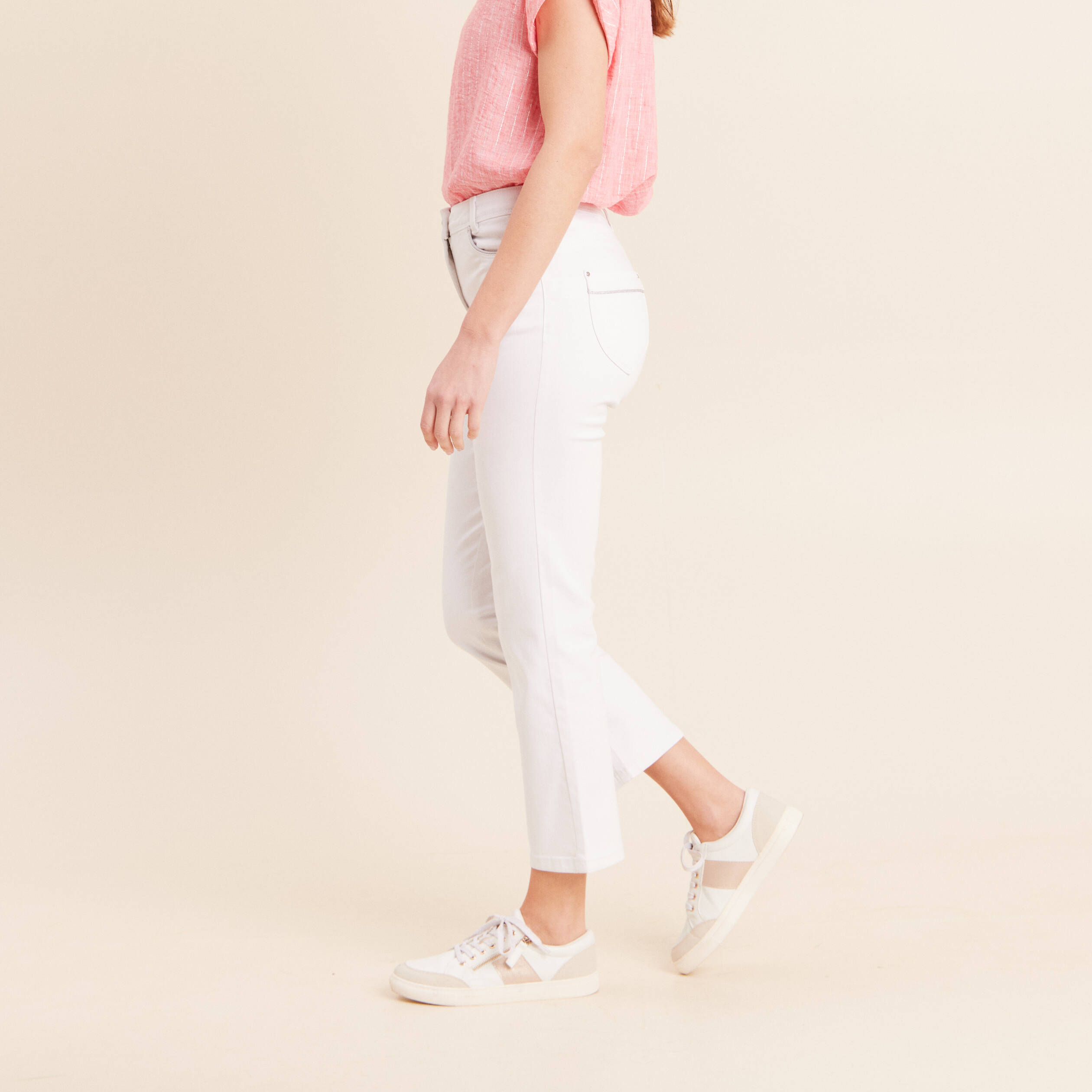 Jean coupe droite 7/8&egrave;me blanc femme