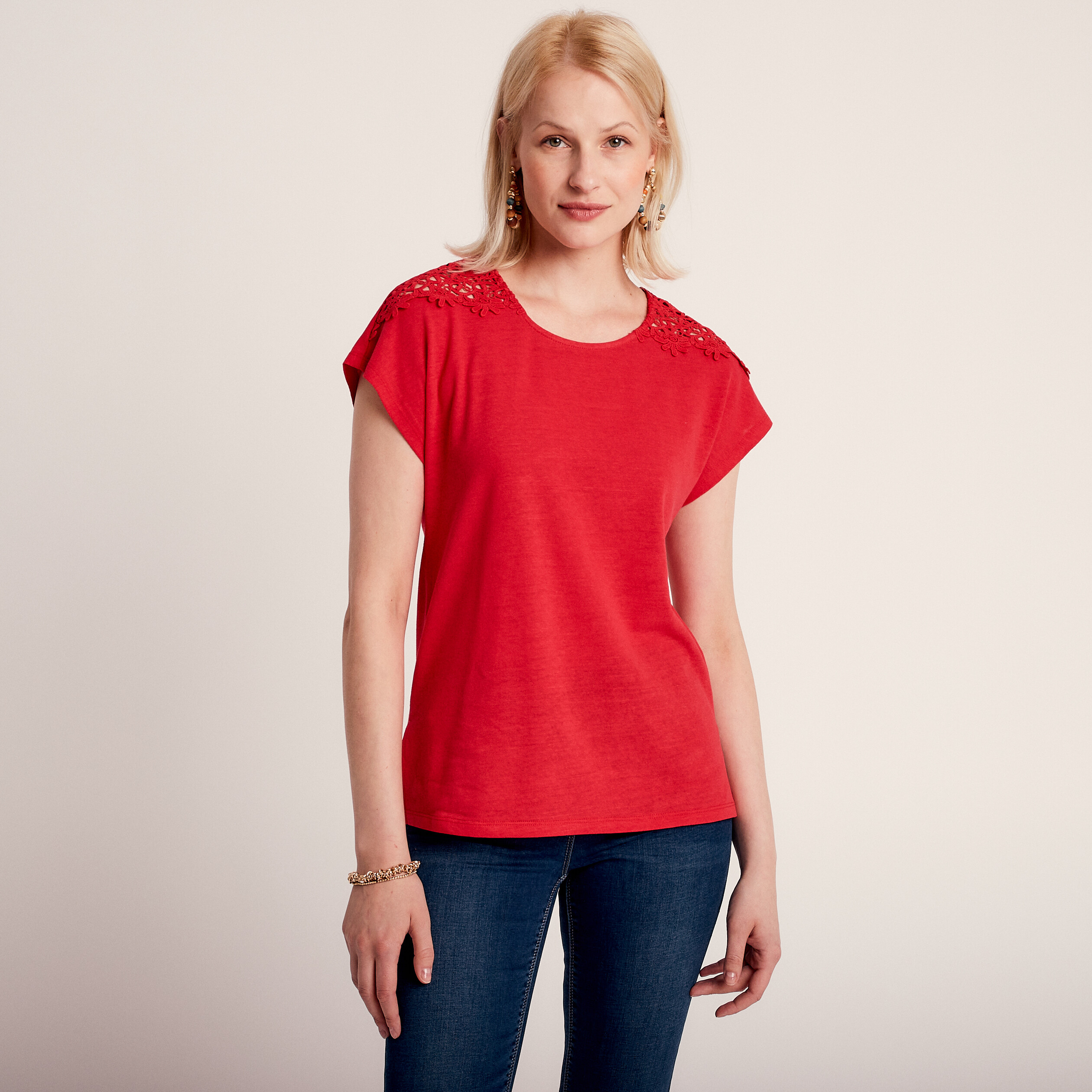 T shirt manches courtes rouge femme