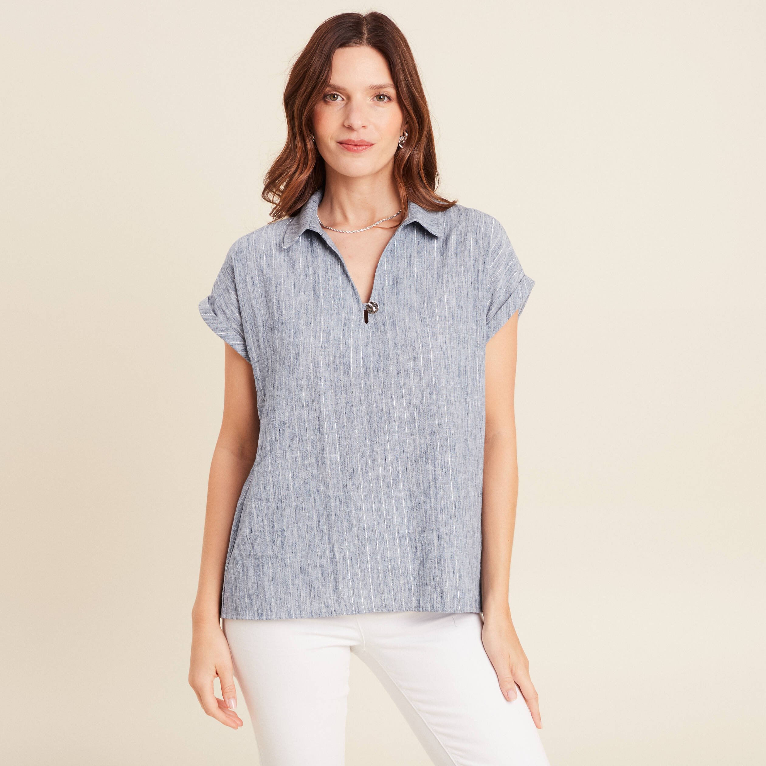 blouse manches courtes fluide bleu femme Blouse manches courtes fluide bleu femme