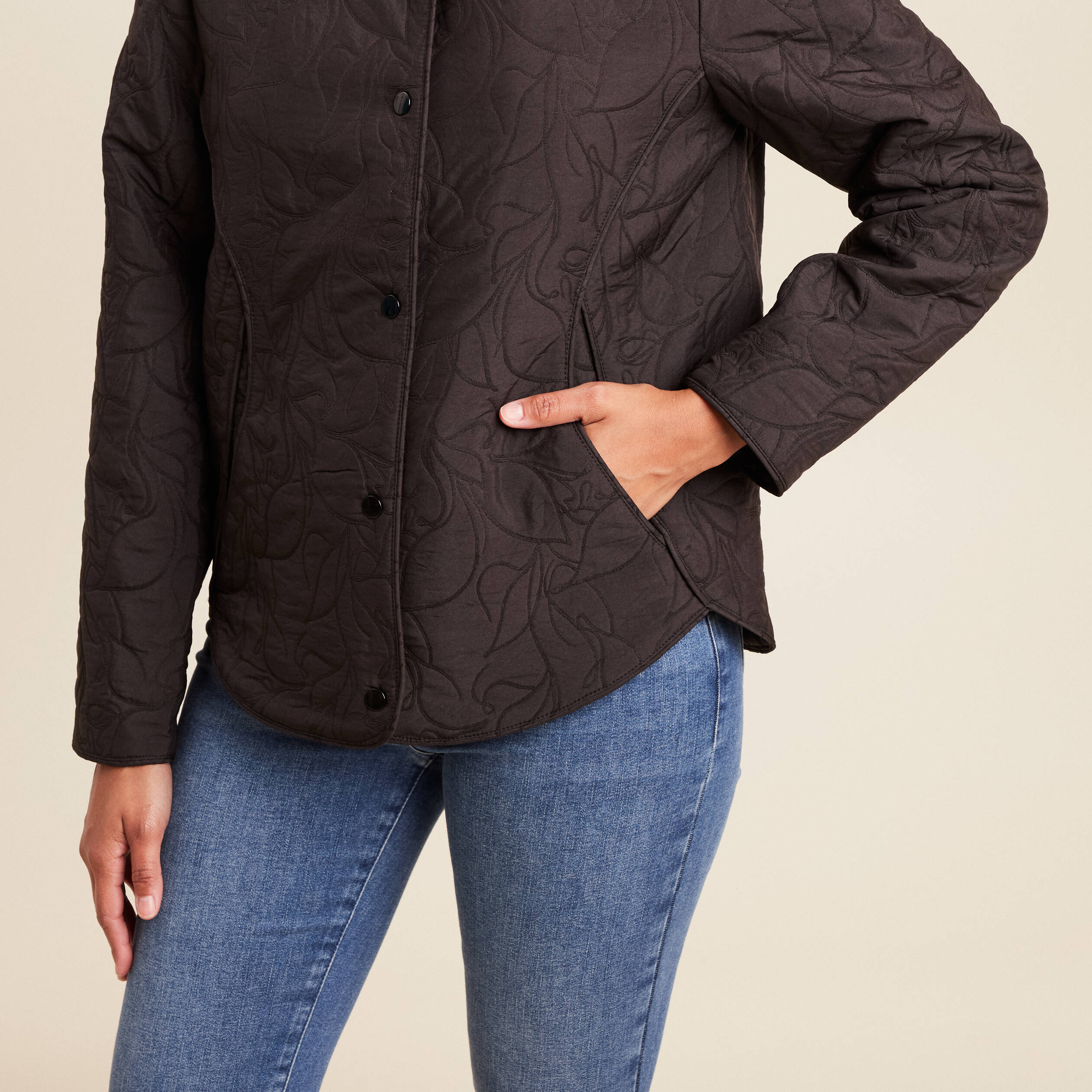 Doudoune sans col doublée noir femme