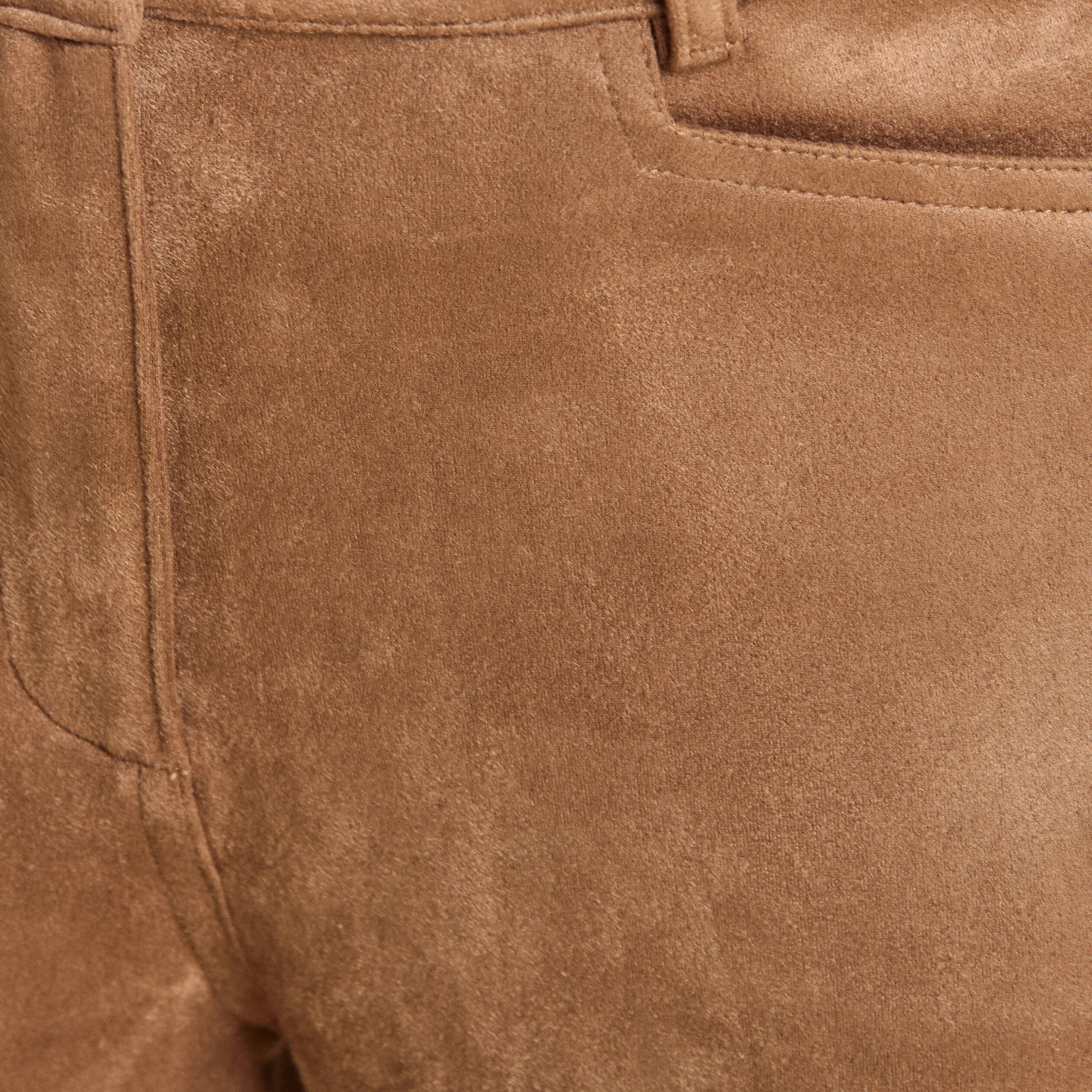 pantalon droit suedine 78eme marron femme Pantalon droit suédine 7/8ème marron femme