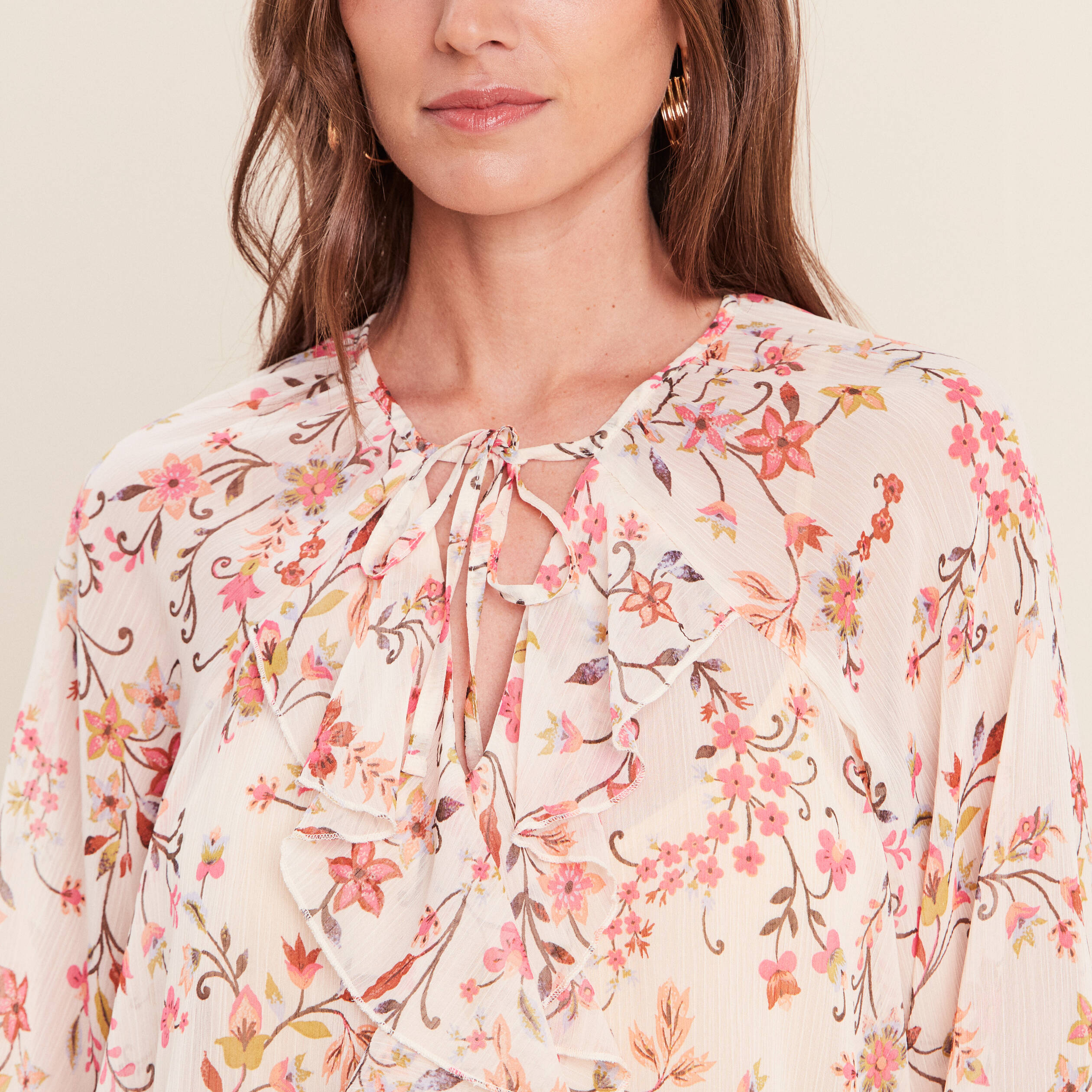 Blouse ample en voile manches 3/4 multicolore femme