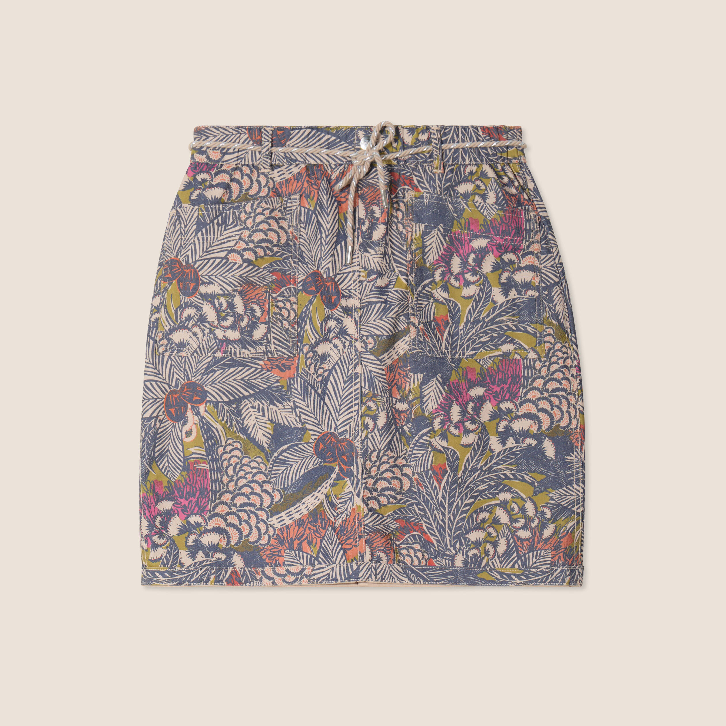 Jupe droite réversible 2 poches taupe femme