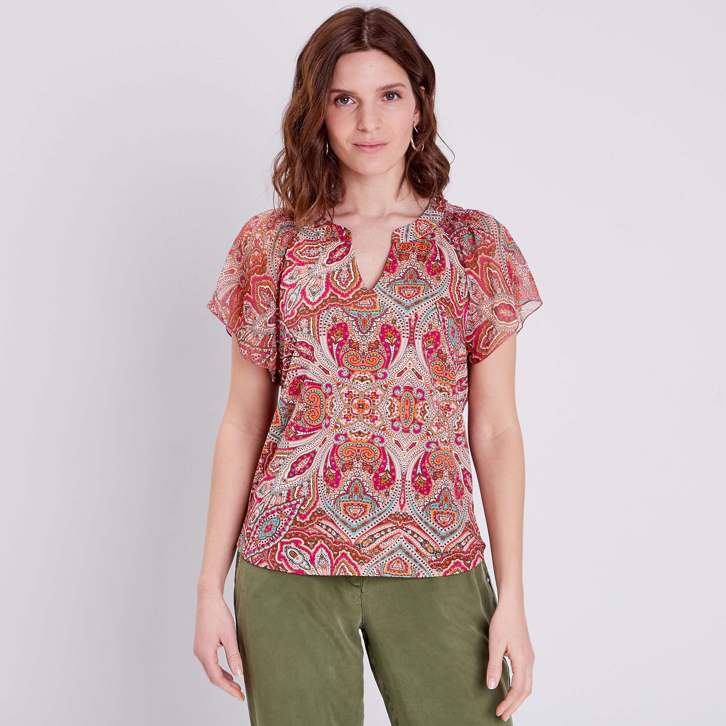 T-shirt manches courtes multicolore femme