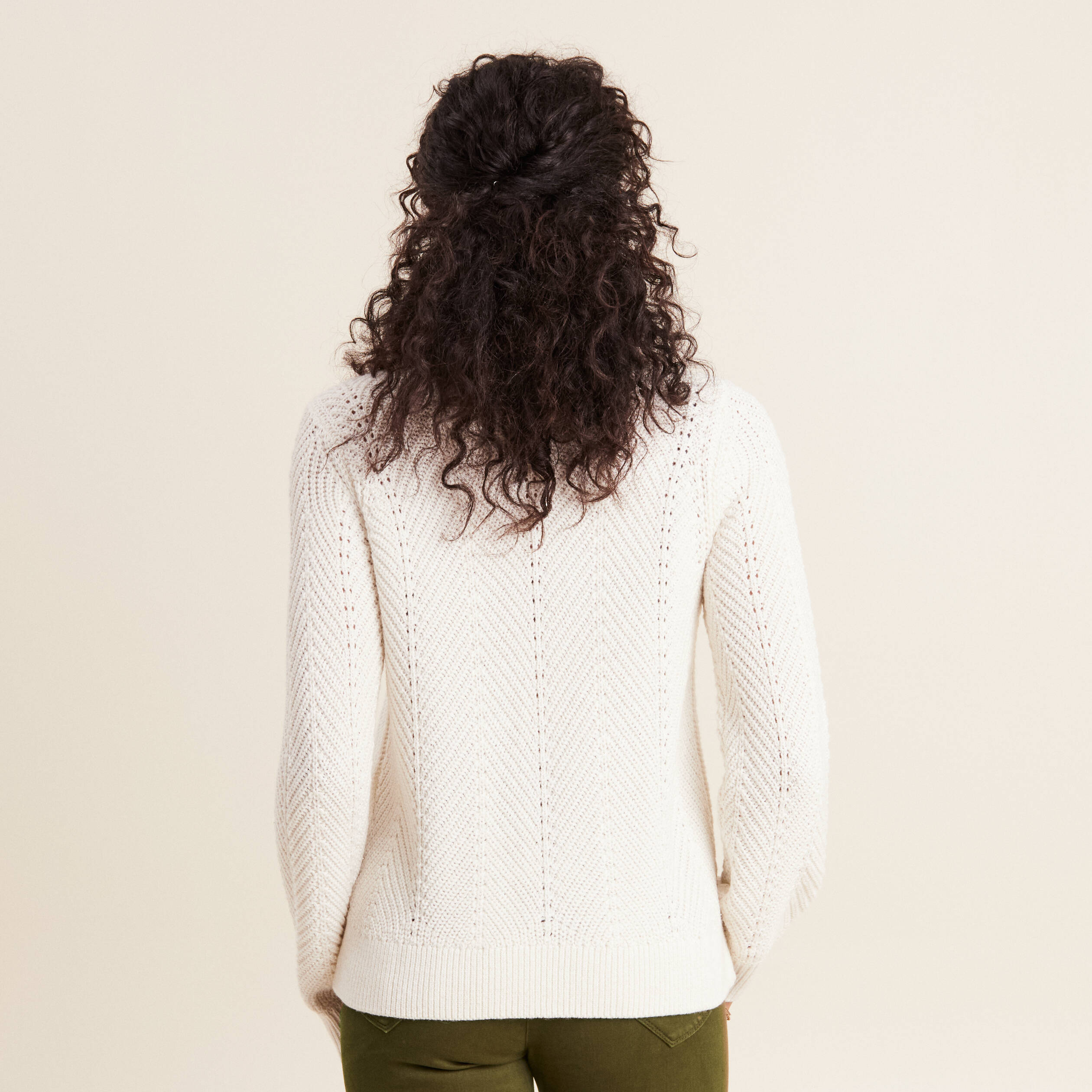 Pull manches longues ecru femme