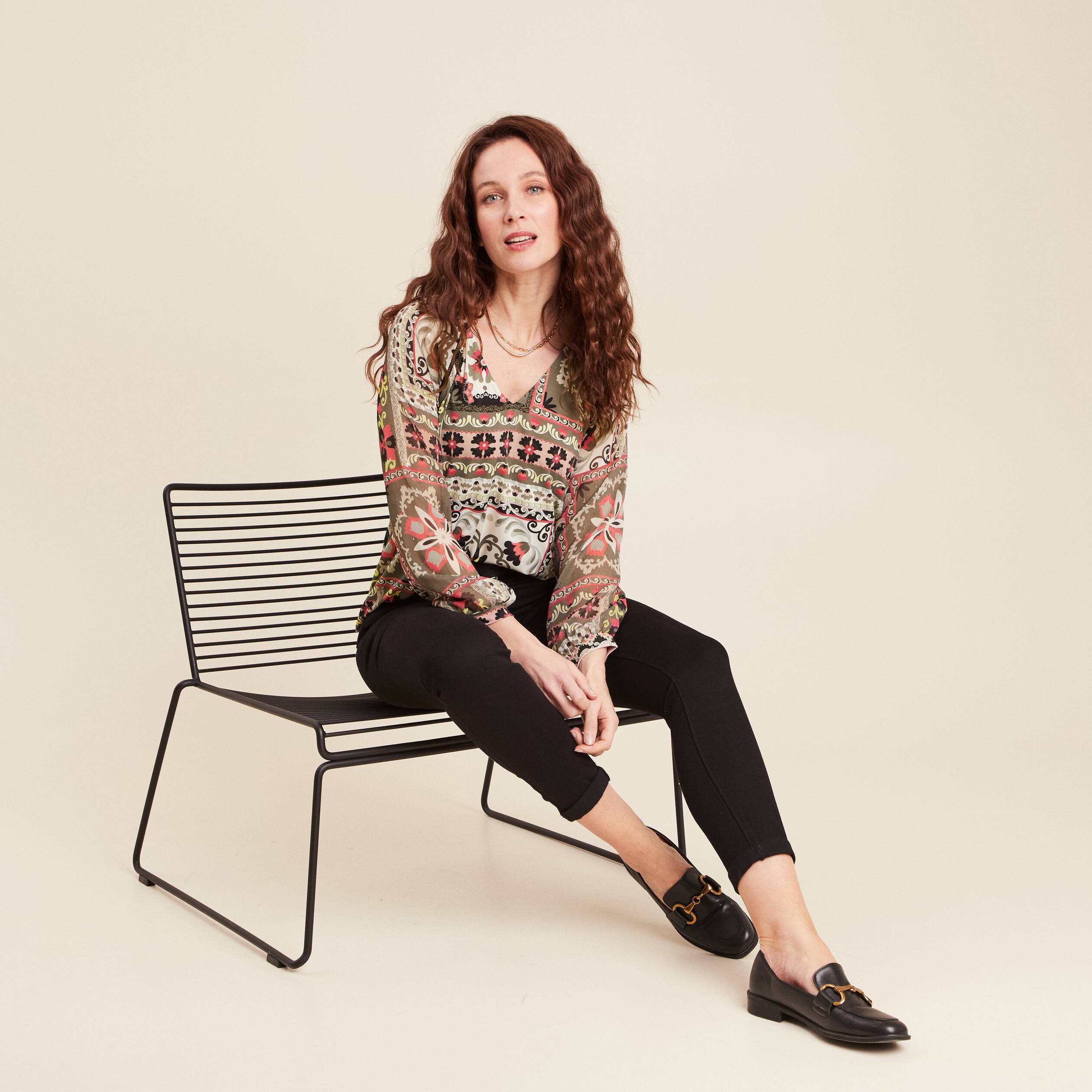 T-shirt manches 3/4 multicolore femme