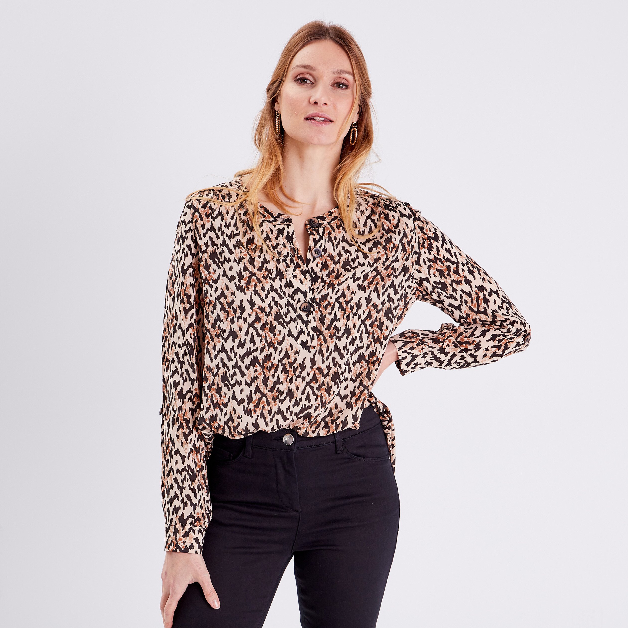Blouse manches longues beige femme Breal