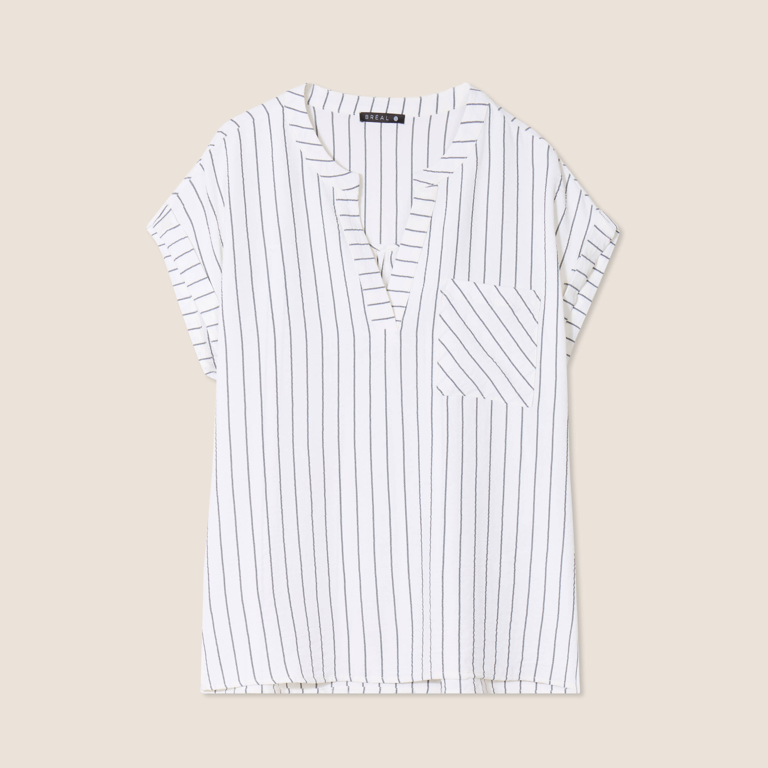 Blouse fluide manches courtes gris foncé femme