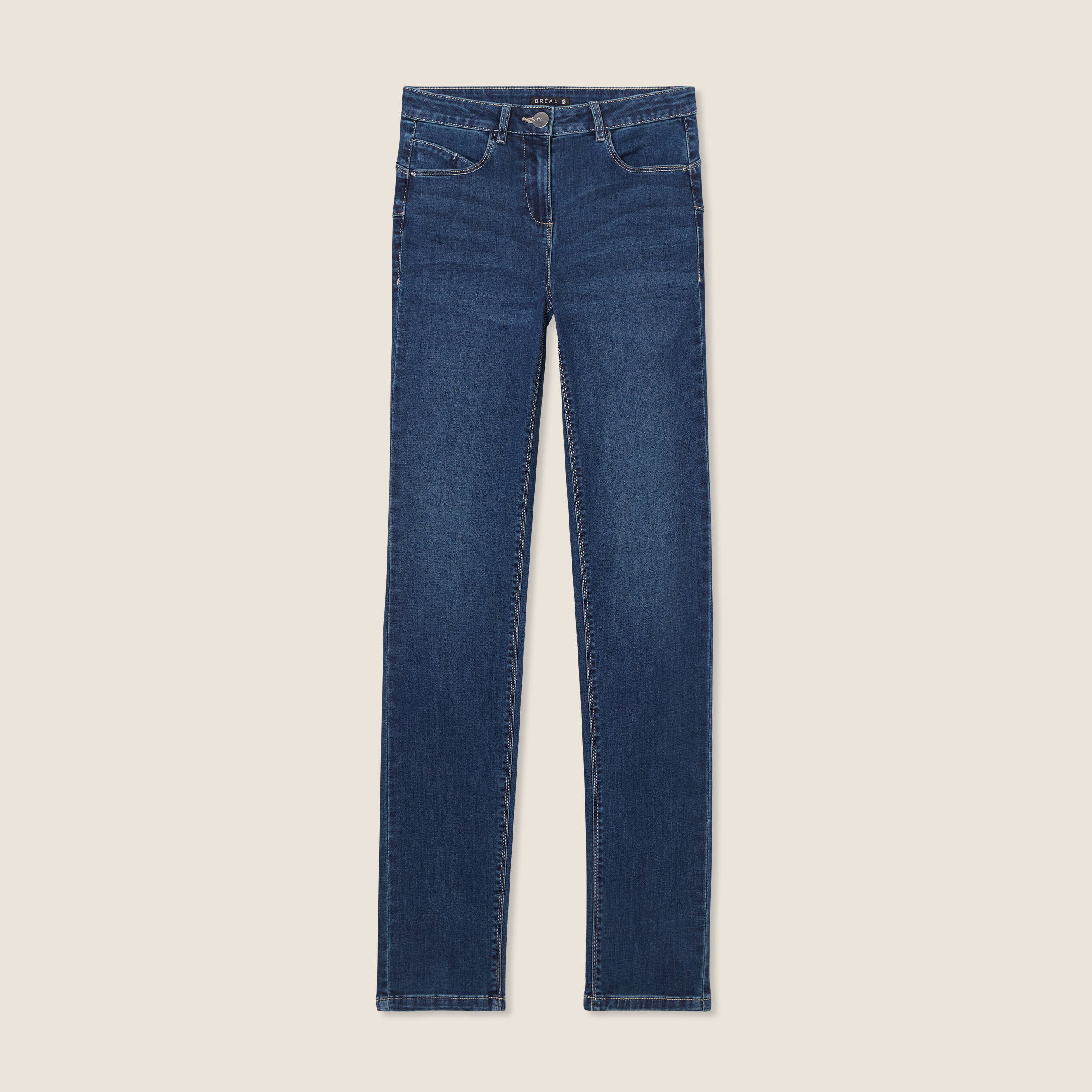 Jean coupe ajust&eacute;e long denim brut femme