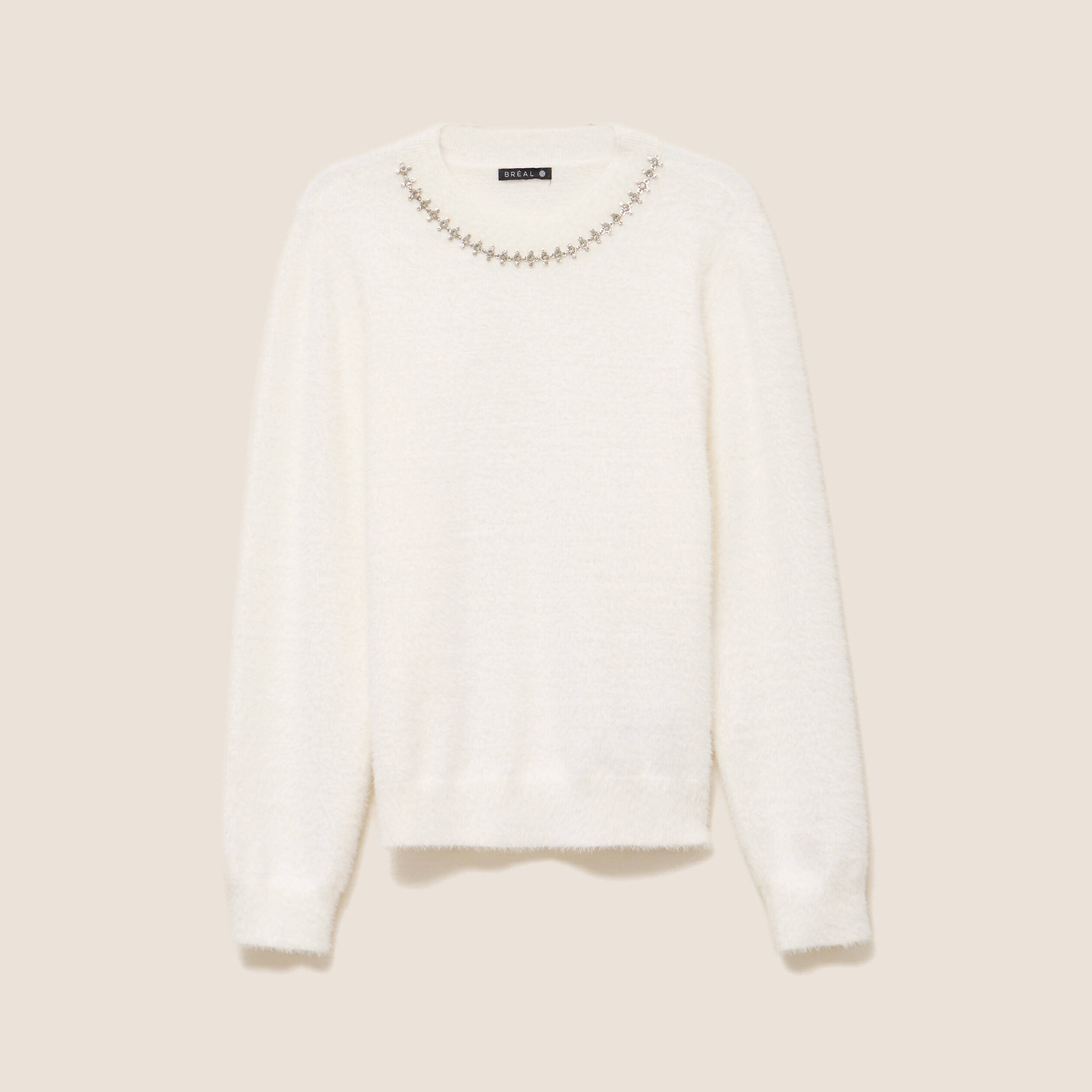 Pull manches longues ecru femme