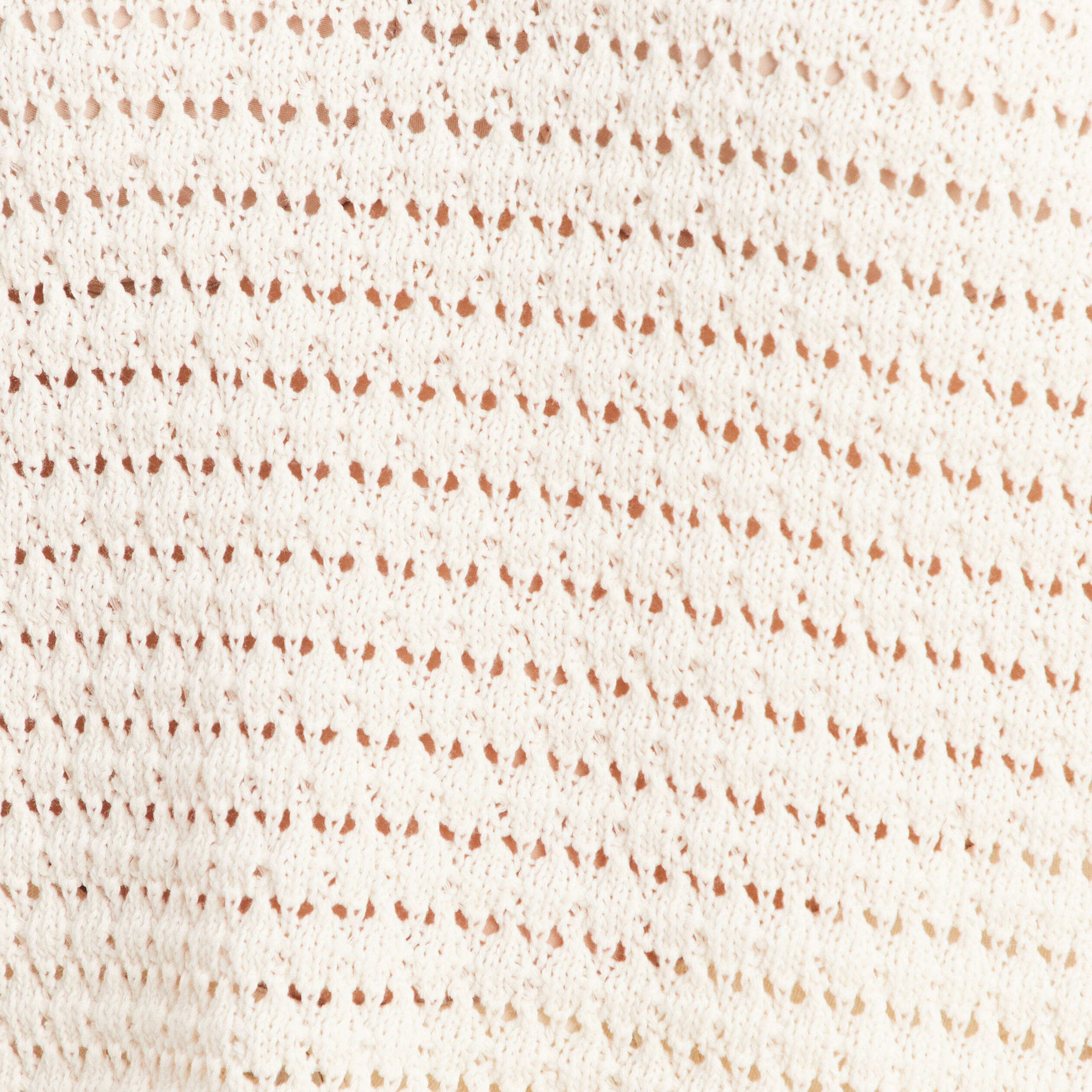 Pull manches longues ajouré ecru femme