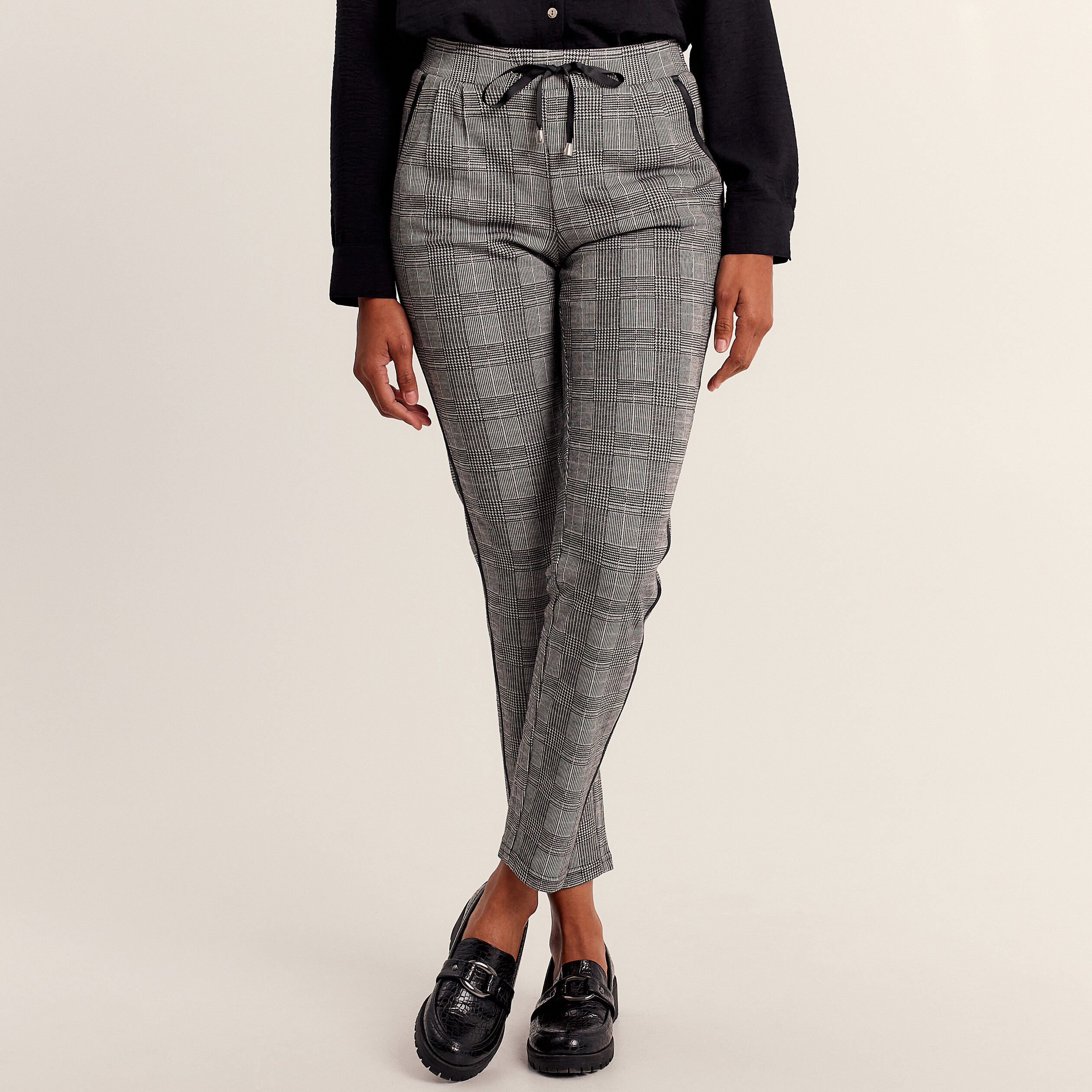 Pantalon flou à coulisse gris femme