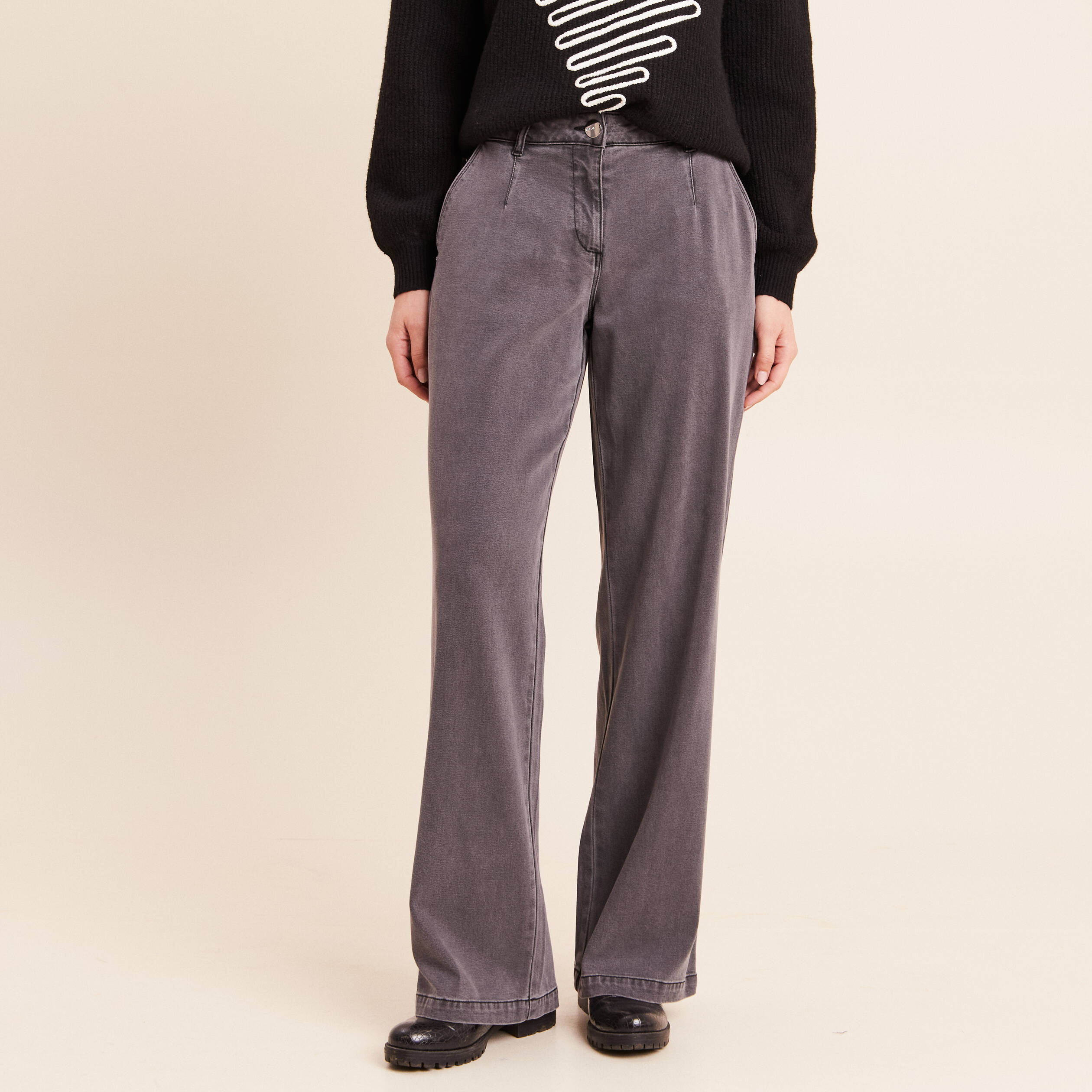 Jean denim gris femme