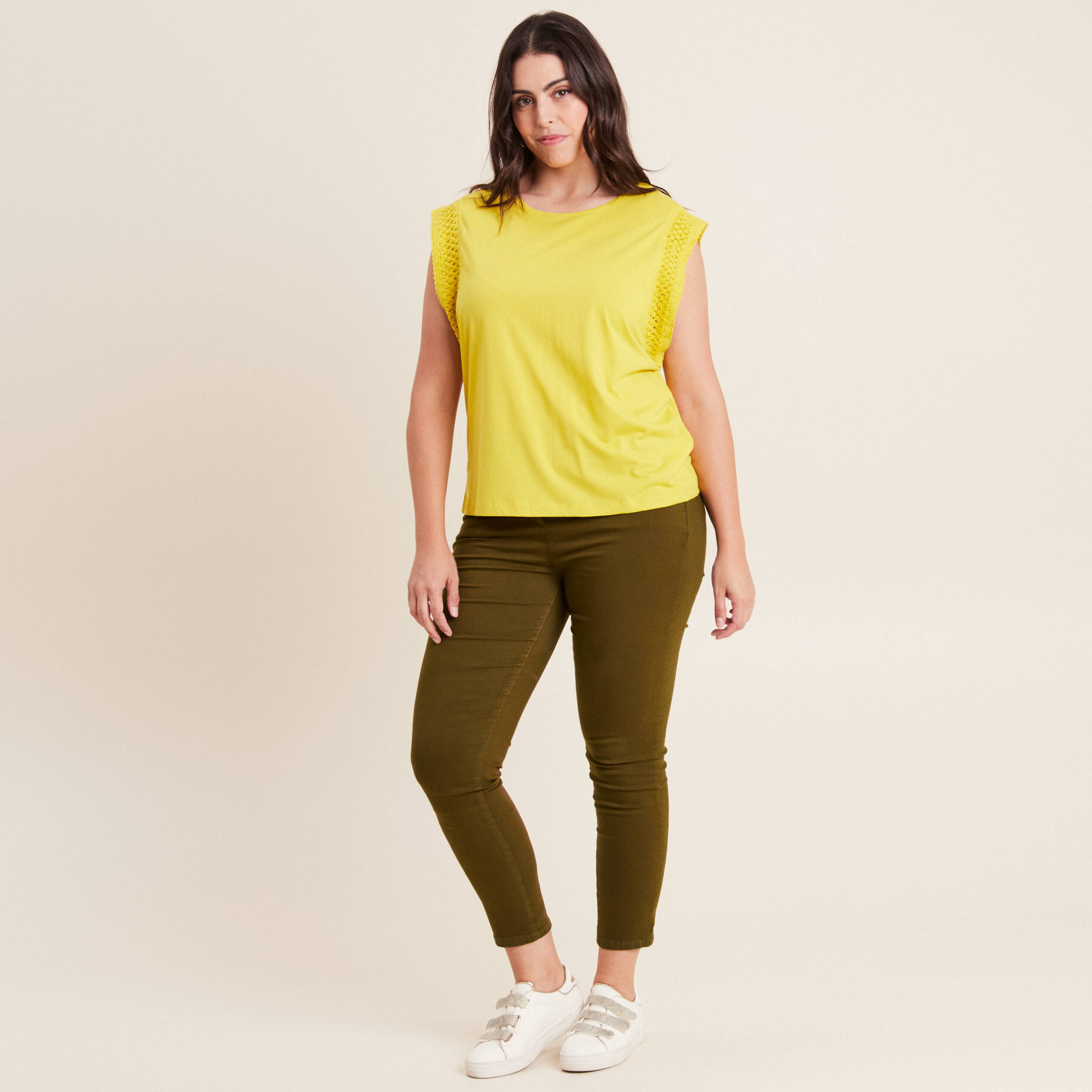 t shirt sans manches vert anis femme T-shirt sans manches vert anis femme