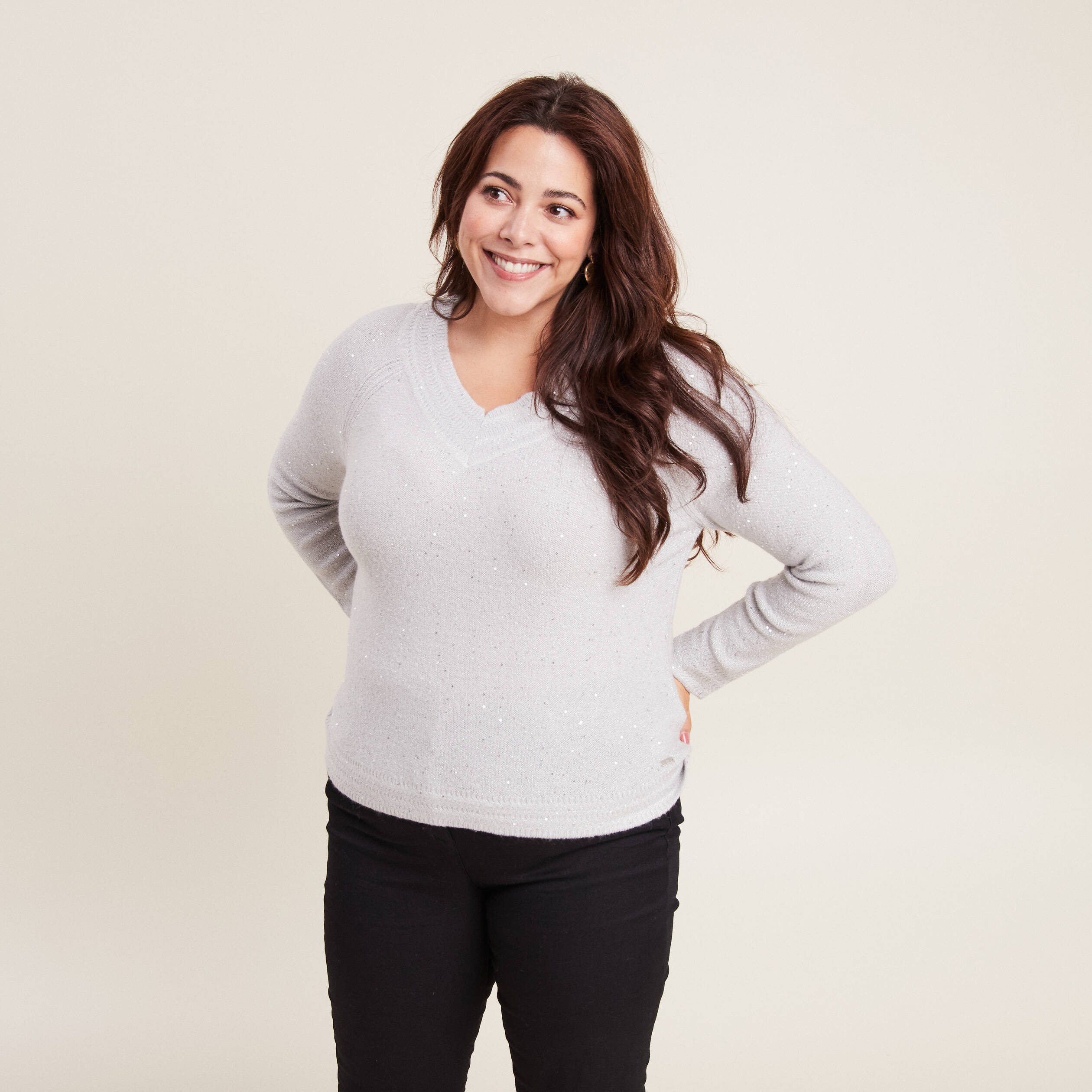 Pull manches longues gris clair femme | Bréal Pull manches longues gris clair femme | Bréal