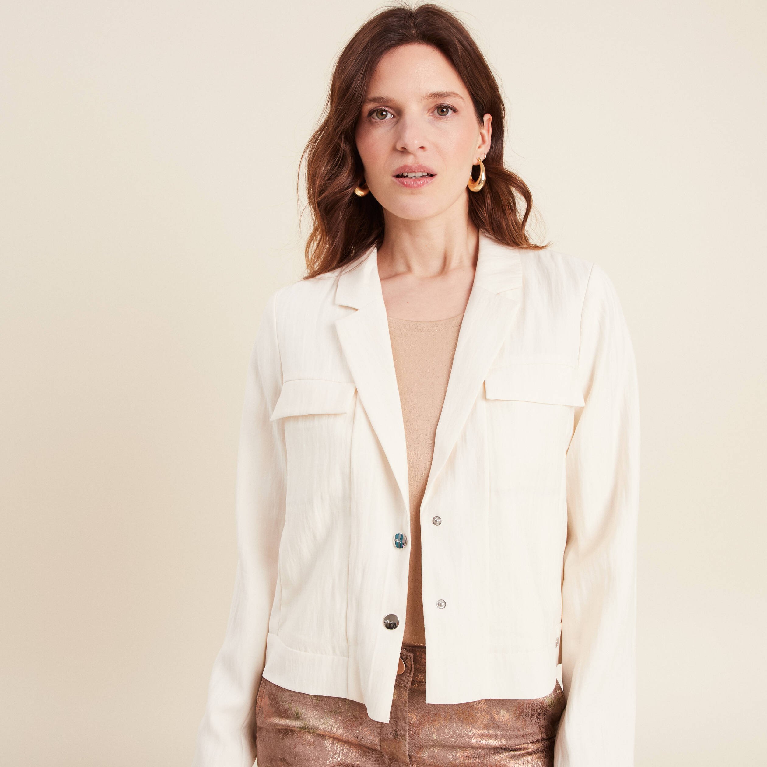 Veste esprit tailleur ecru femme