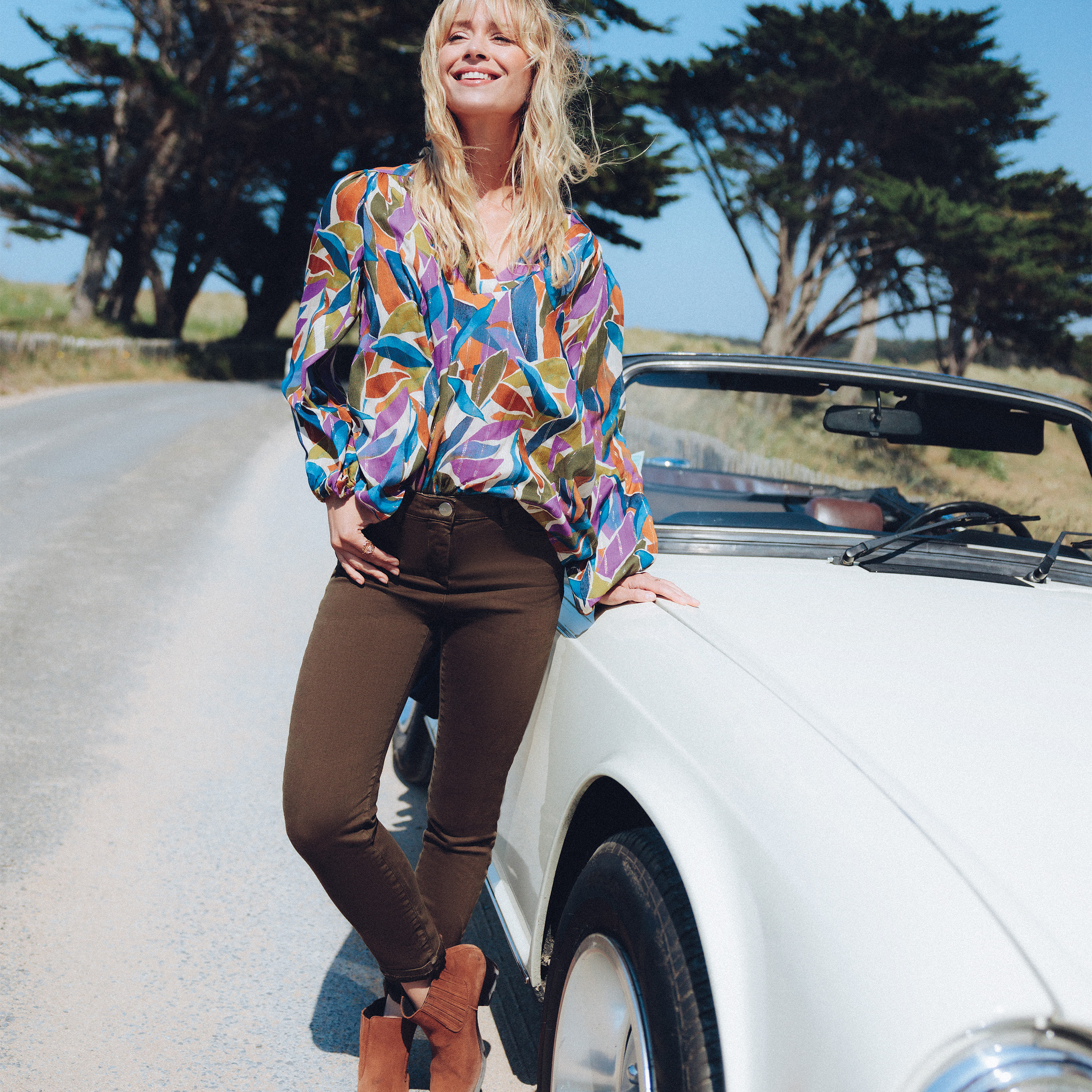 Blouse manches longues multicolore femme