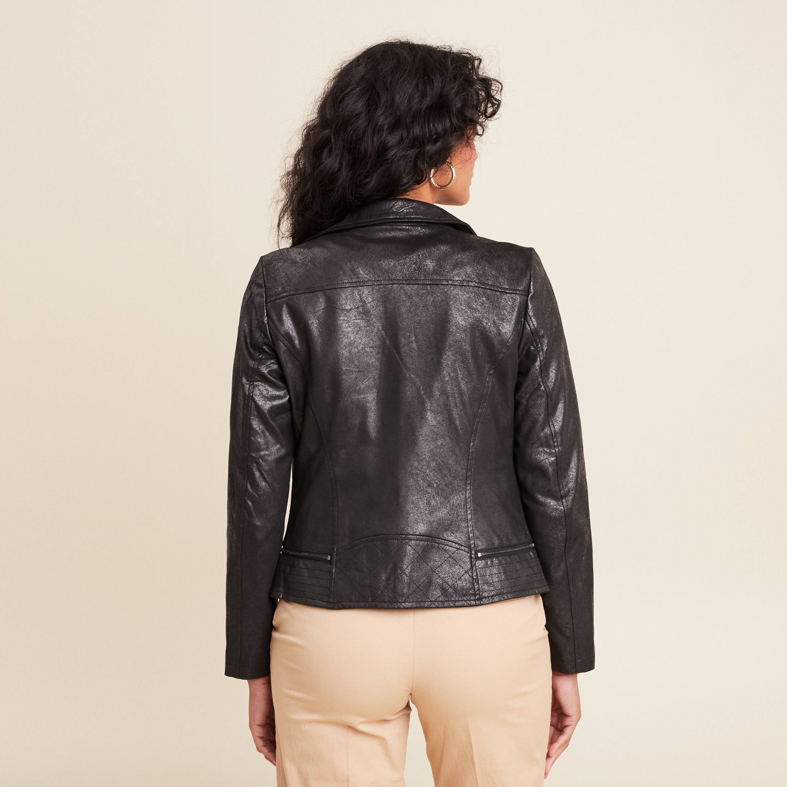 veste esprit motard zippee noir femme Veste esprit motard zippée noir femme