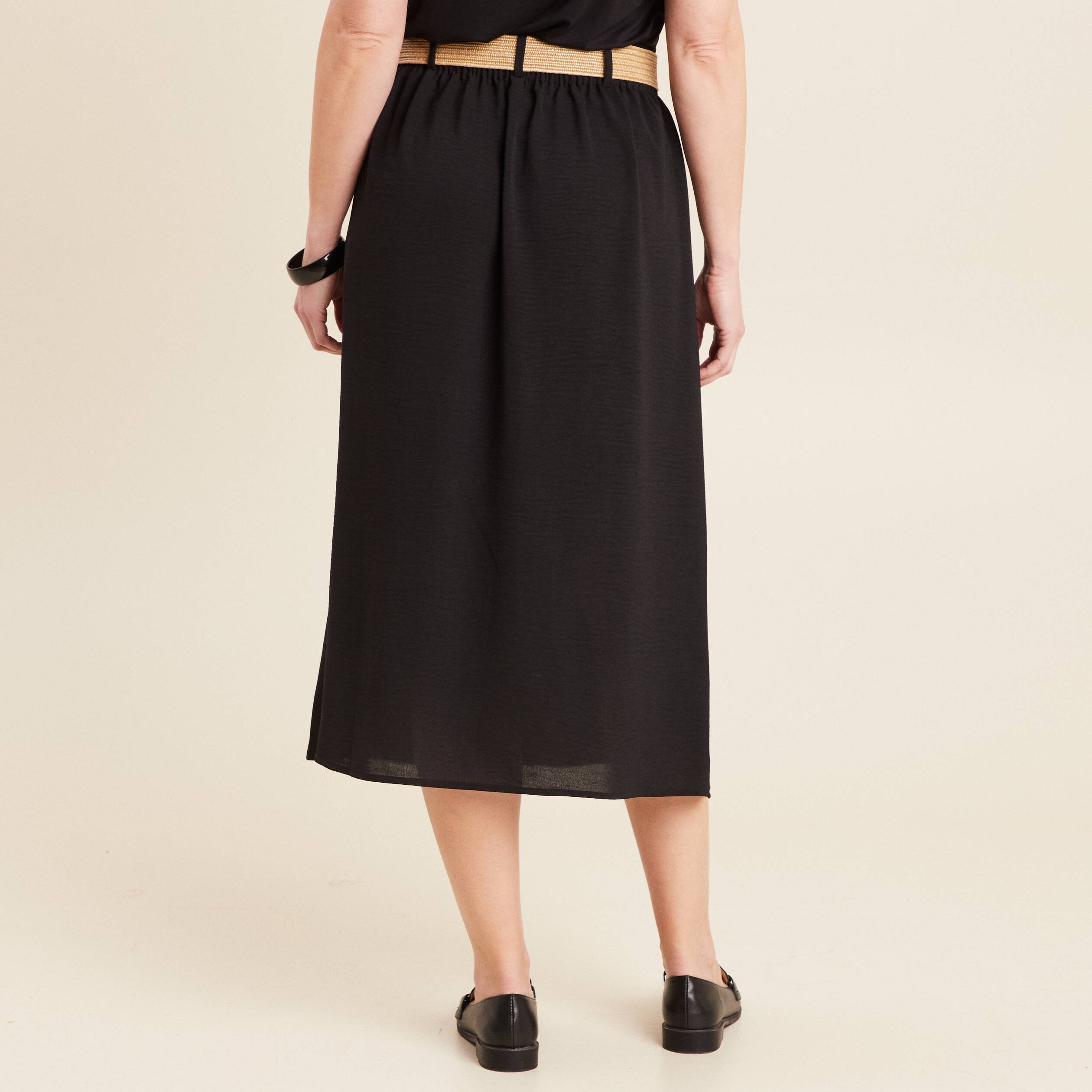 jupe longue evasee ceinturee noir femme Jupe longue évasée ceinturée noir femme