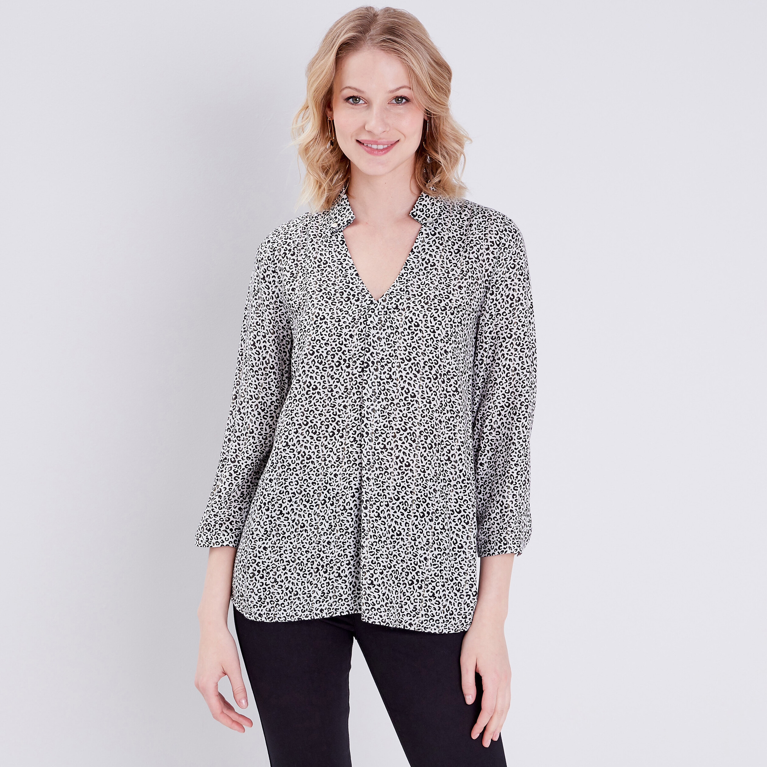 Blouse manches 3/4 noir femme