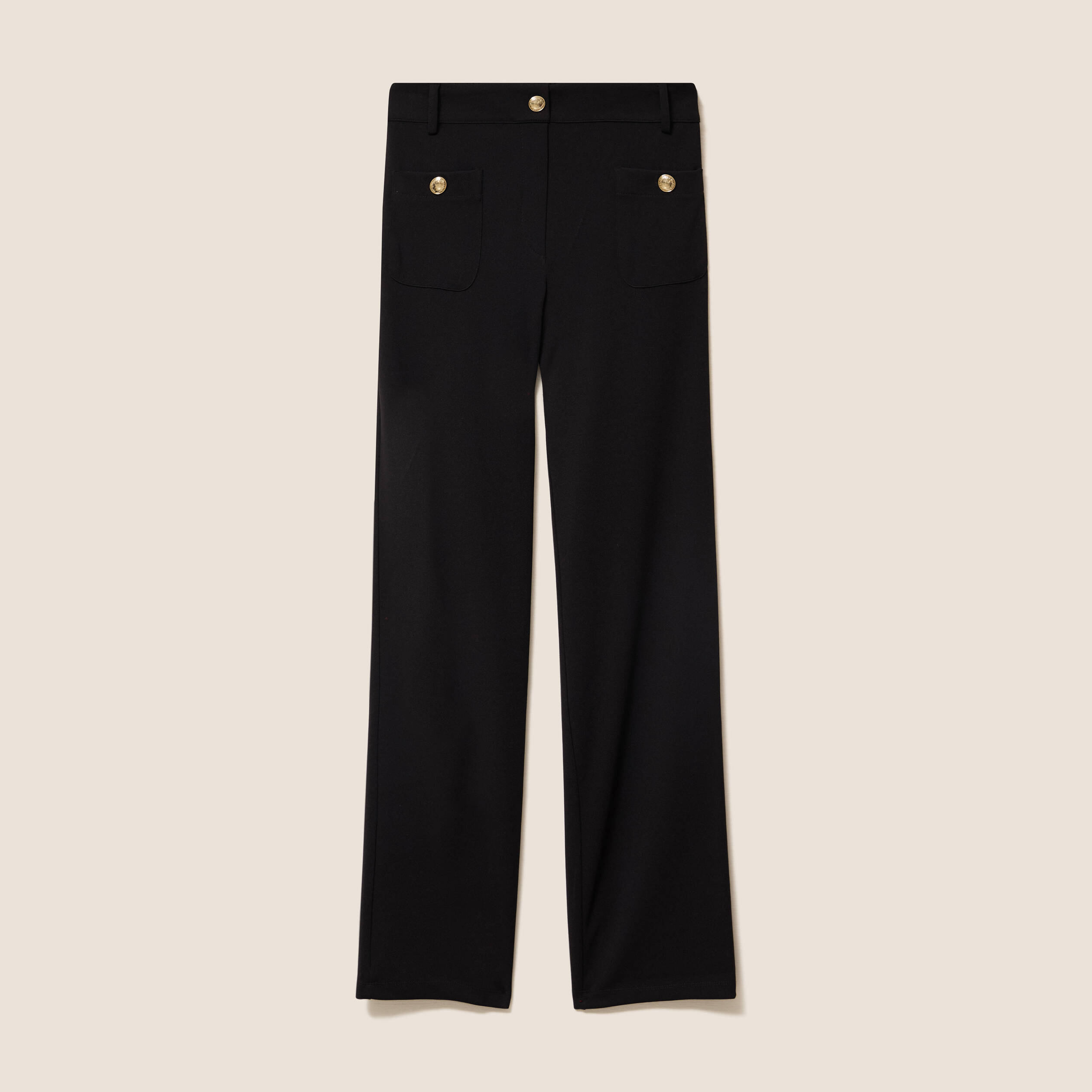 Pantalon coupe droite taille haute noir femme