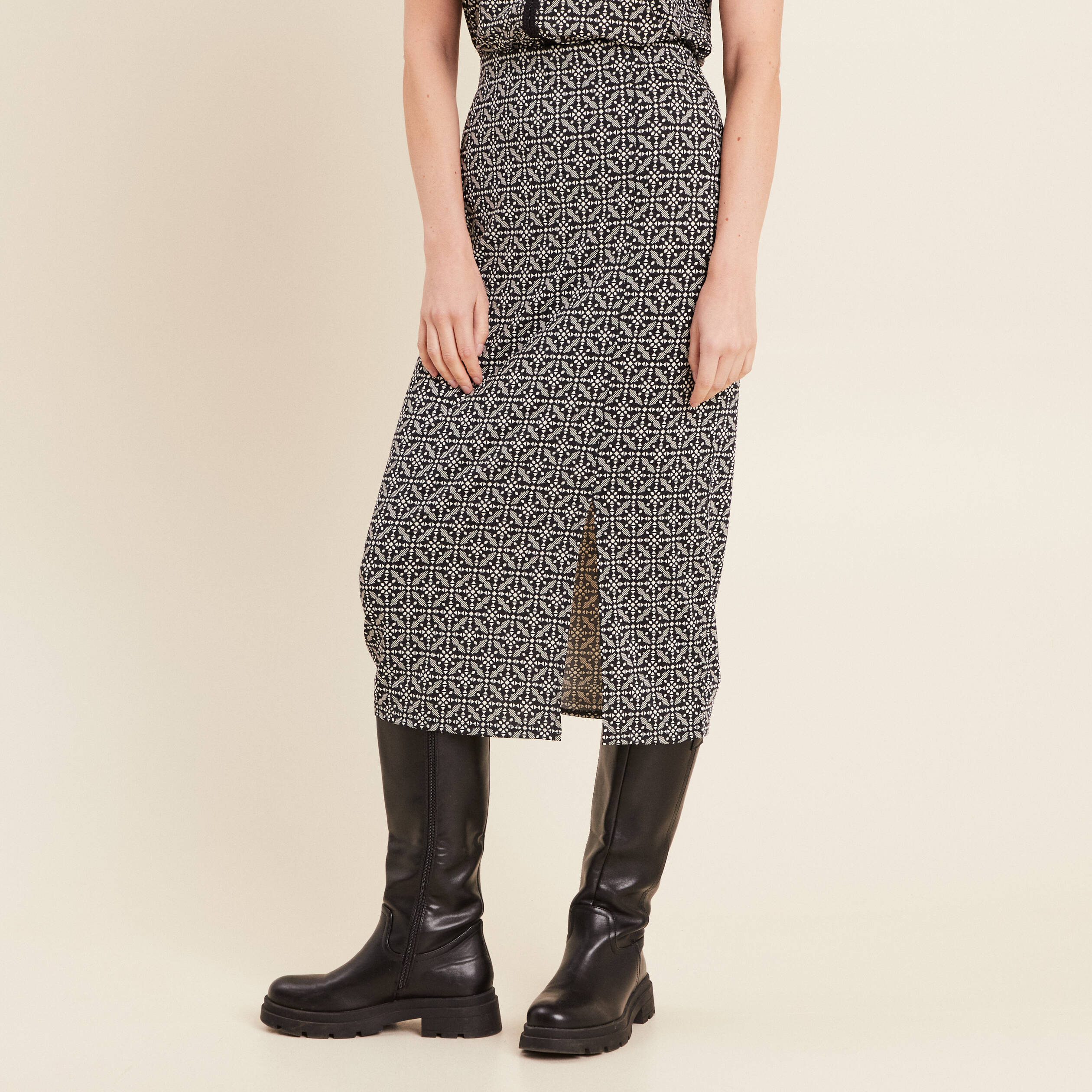Jupe longue droite noir femme