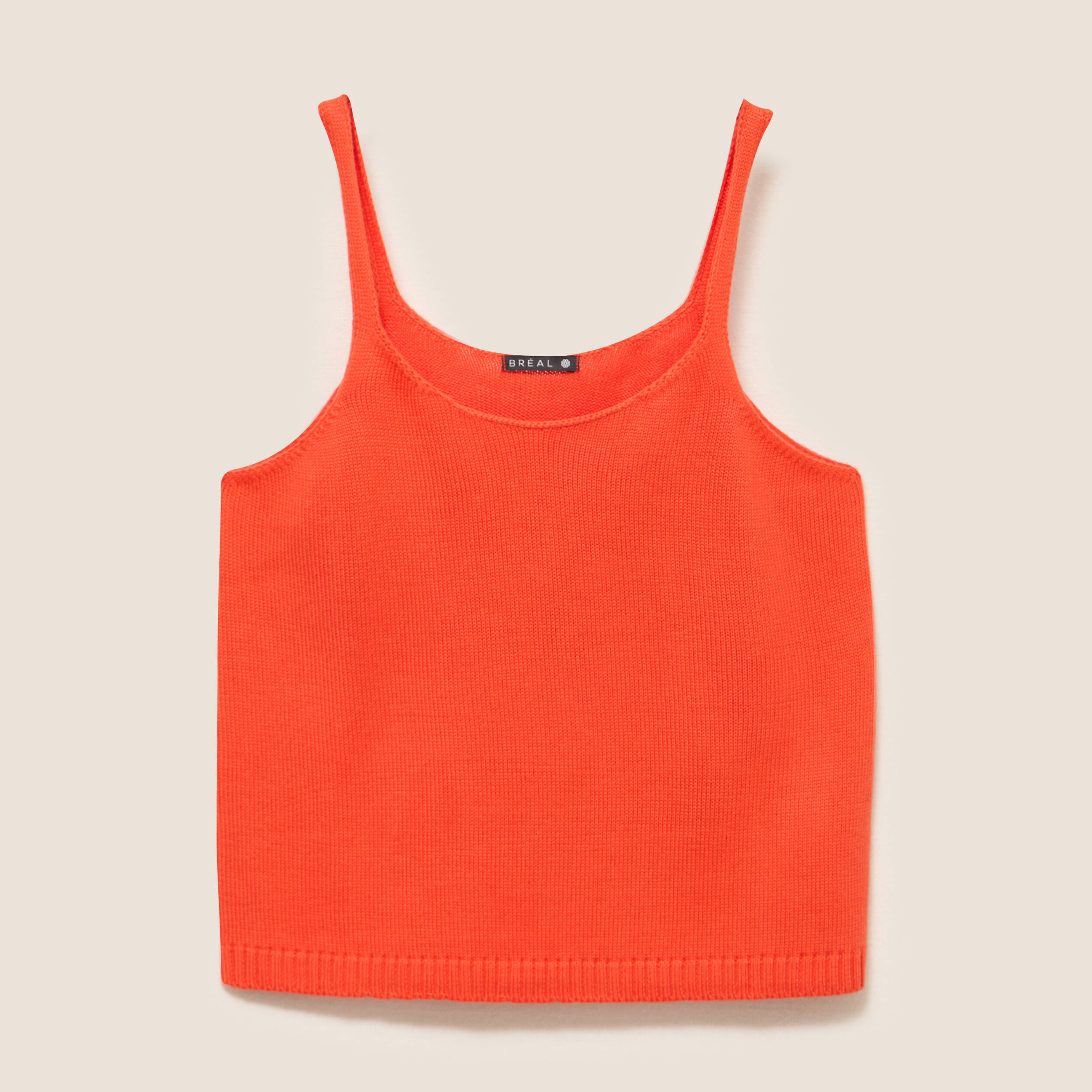 D&eacute;bardeur droit court col rond orange fonc&eacute; femme