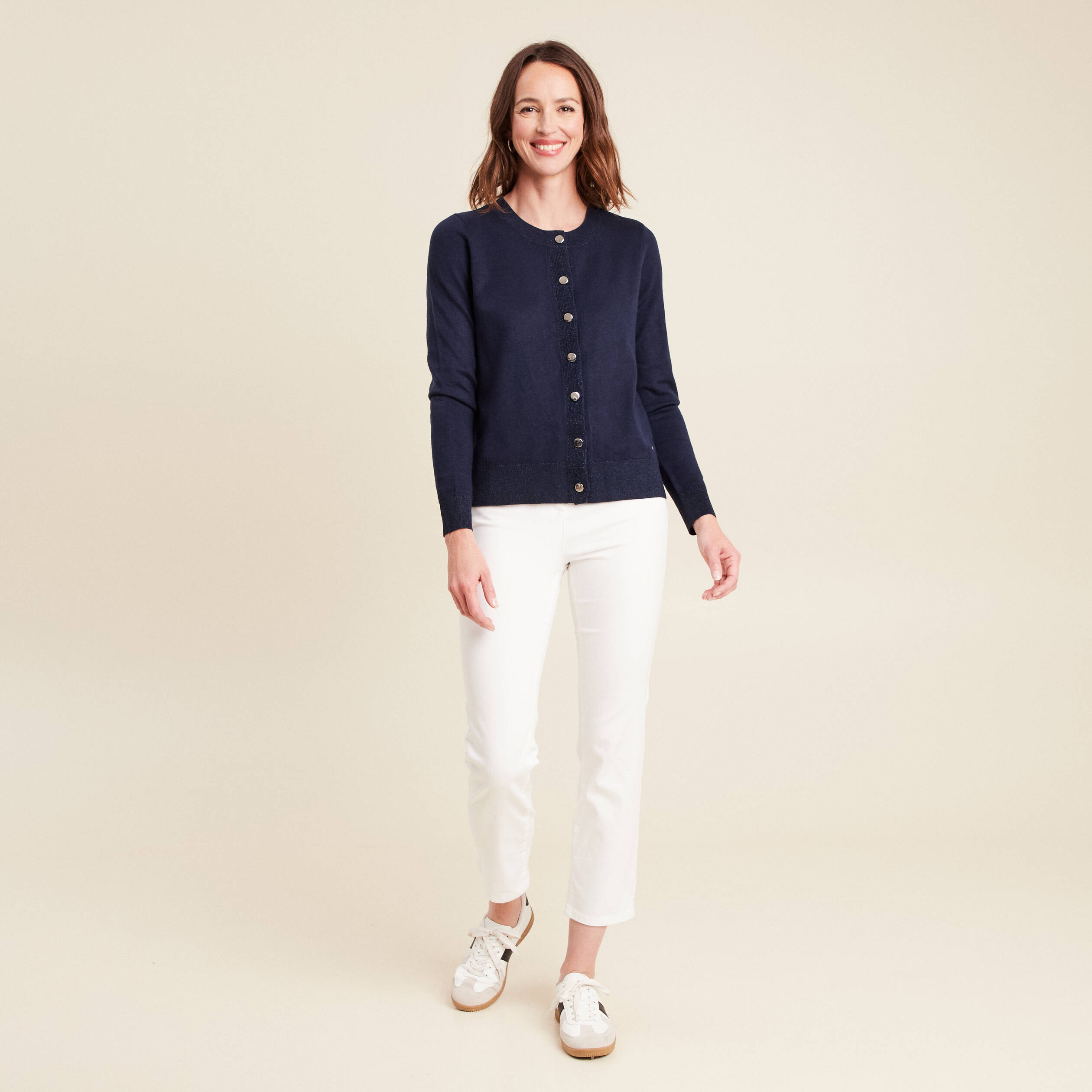 gilet col rond bleu marine femme Gilet col rond bleu marine femme
