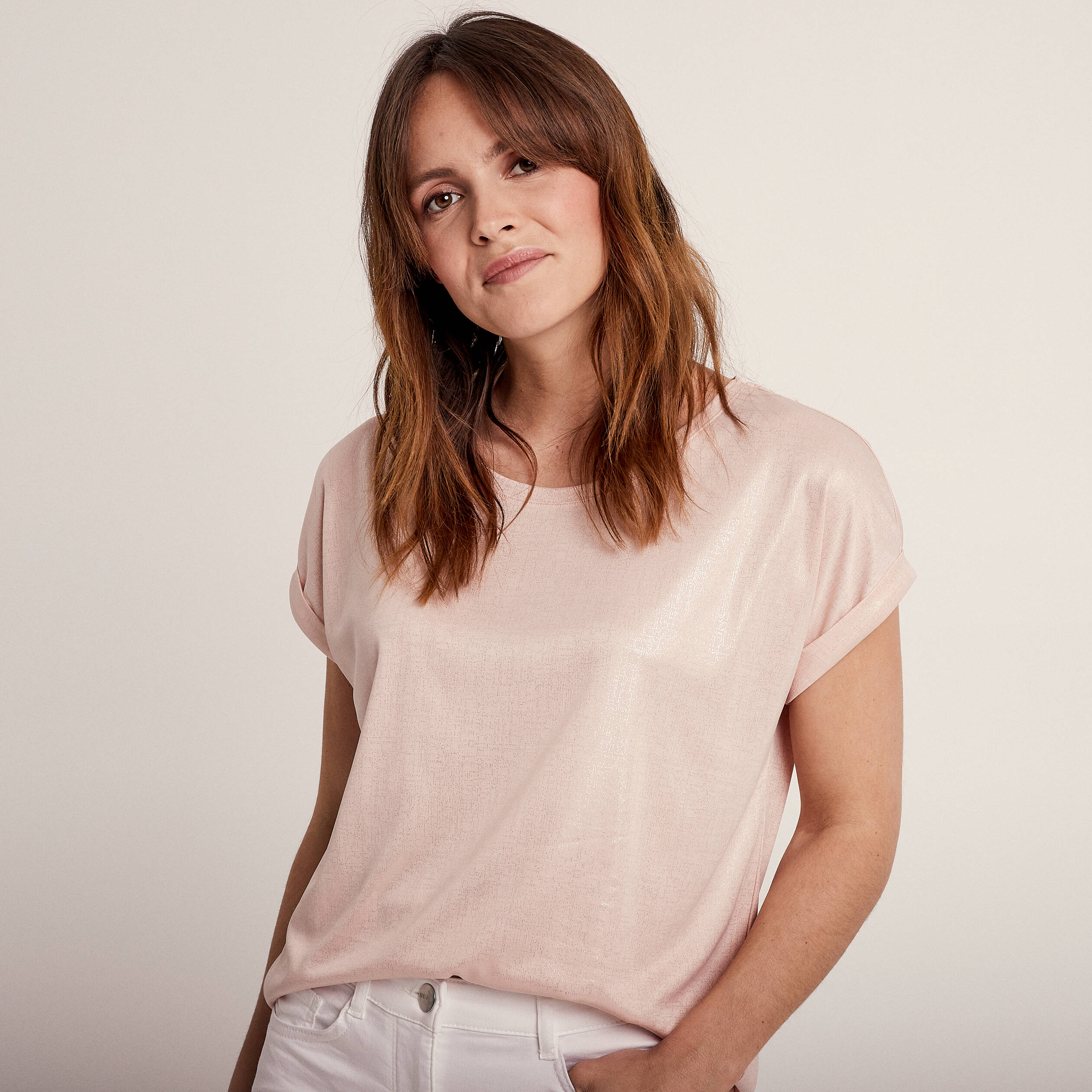 T-shirt manches courtes vieux rose femme