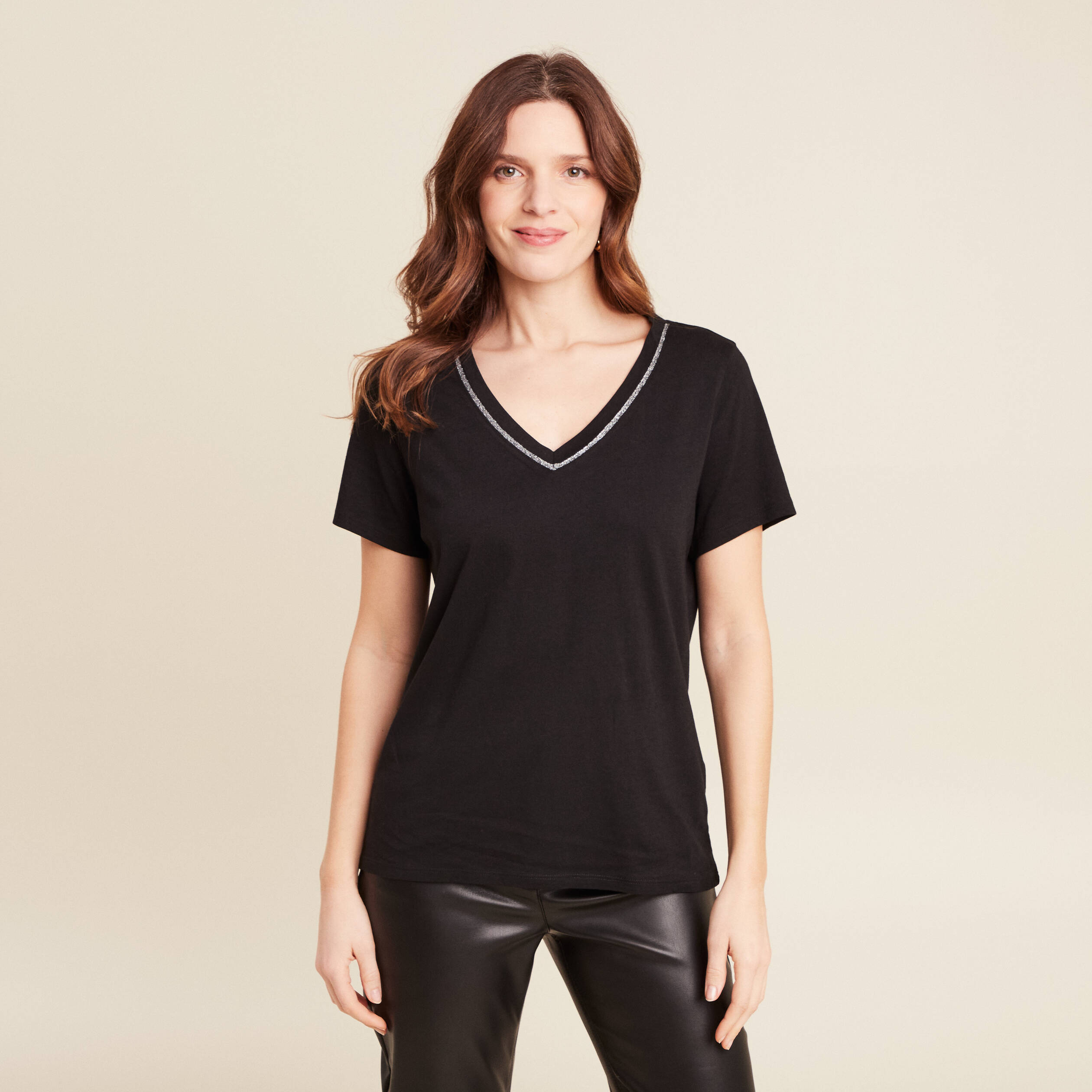t shirt manches courtes noir femme T-shirt manches courtes noir femme