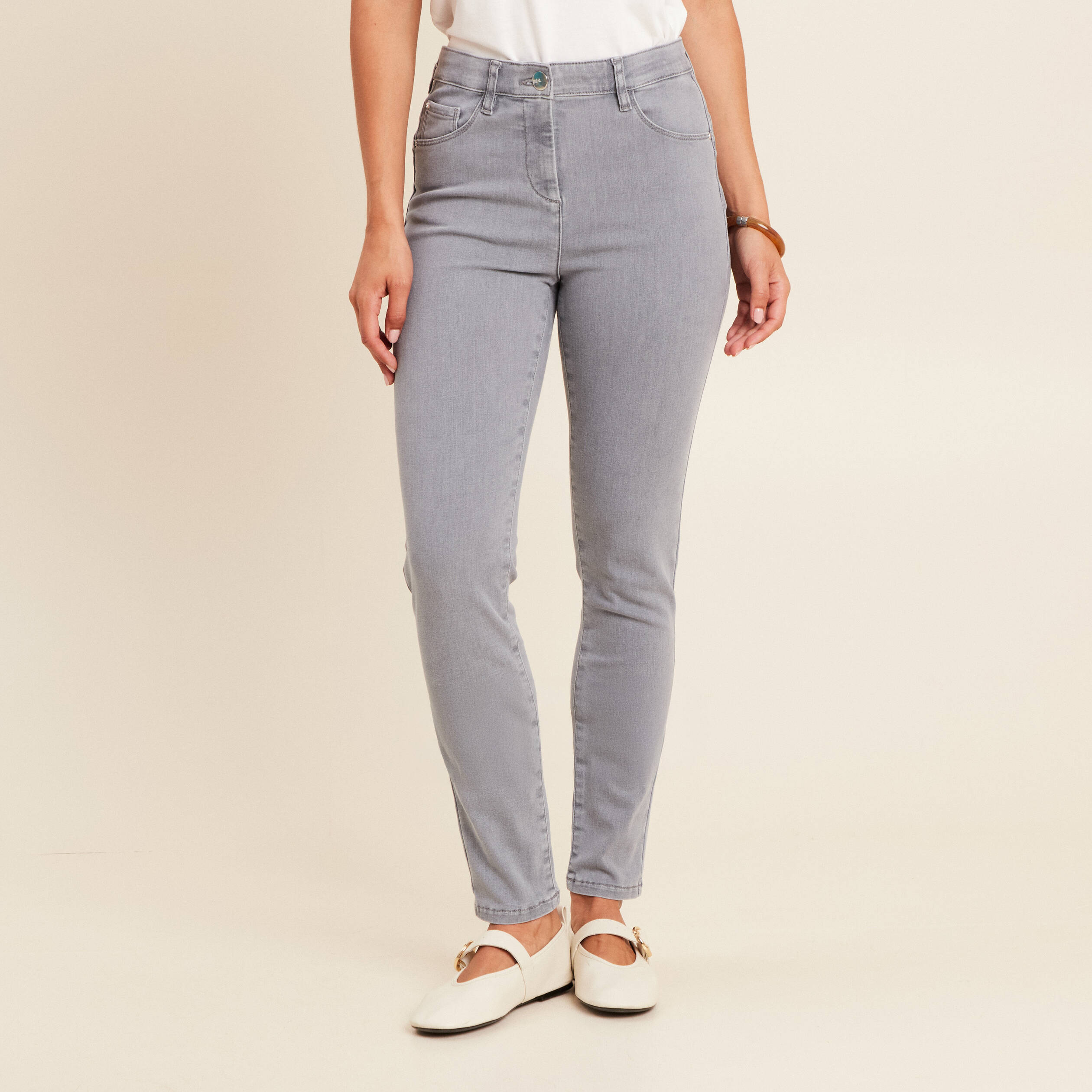 jean magique ajuste taille standard denim gris femme Jean magique ajusté taille standard denim gris femme