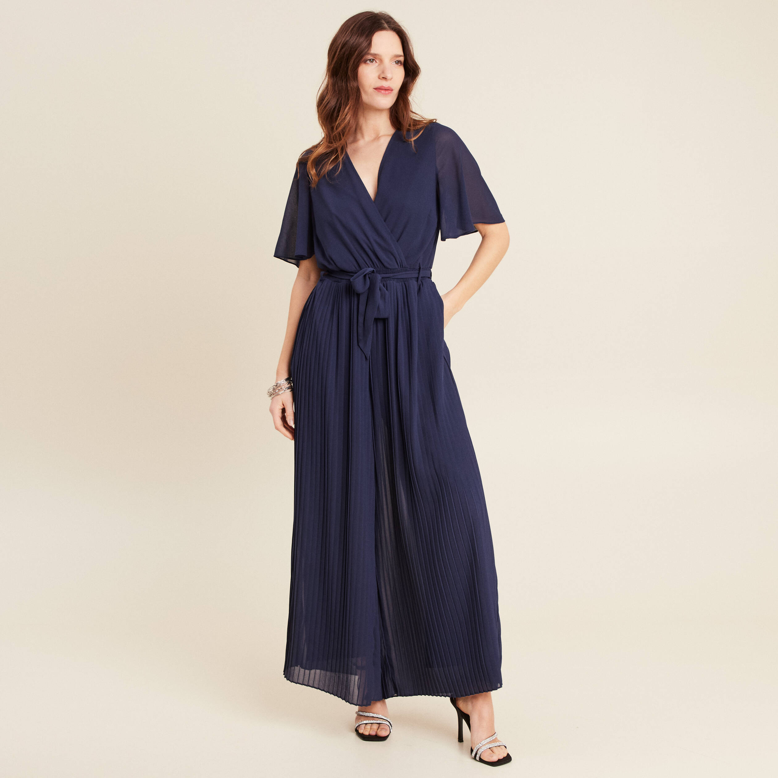 Combinaison pantalon fluide bleu marine femme
