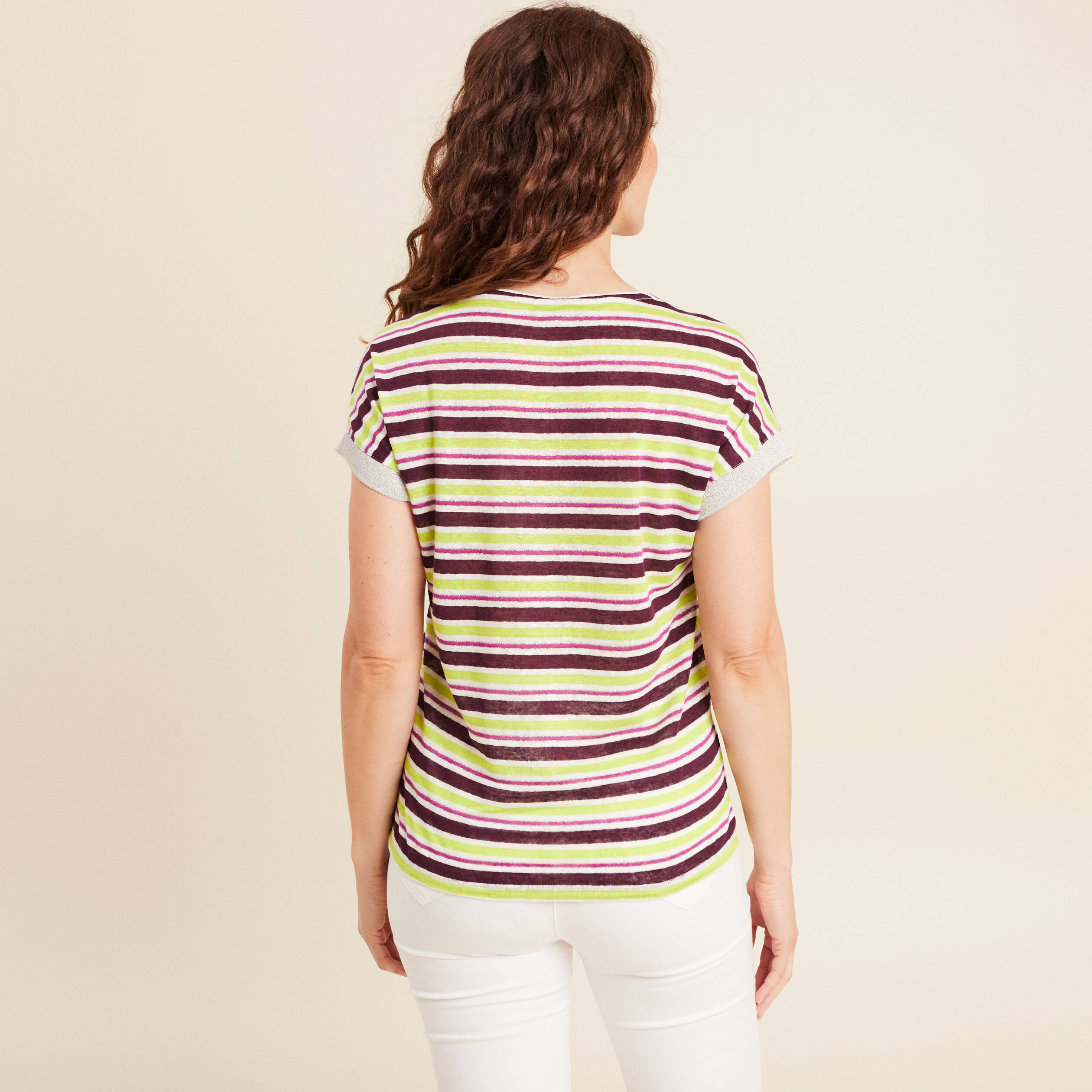T-shirt manches courtes prune femme