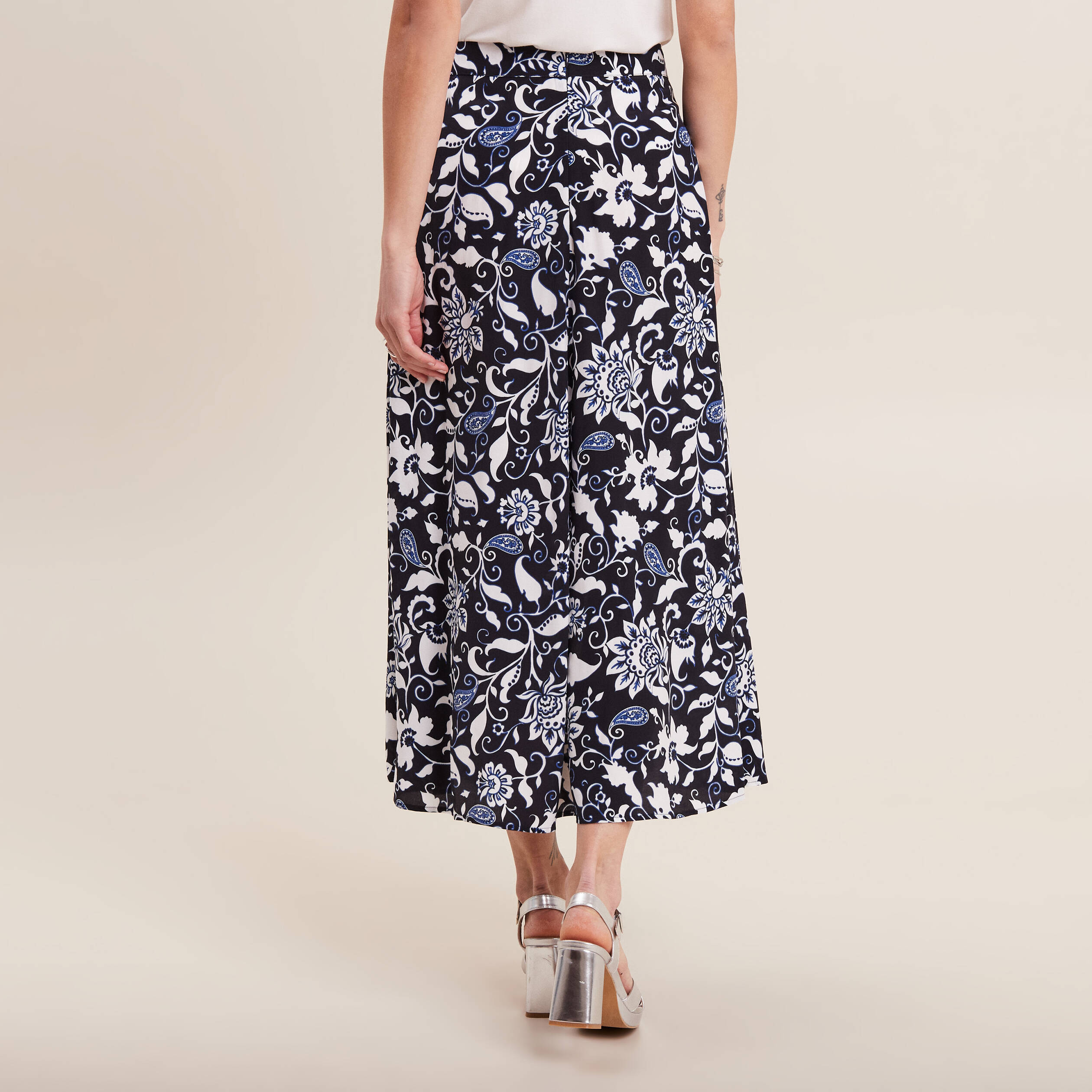 Jupe longue évasée bleu foncé femme