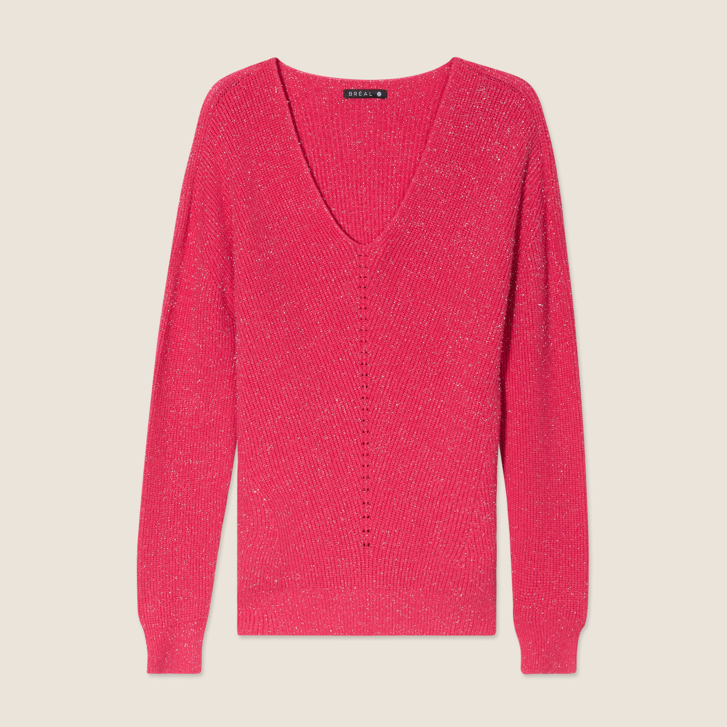 Pull manches longues rose framboise femme