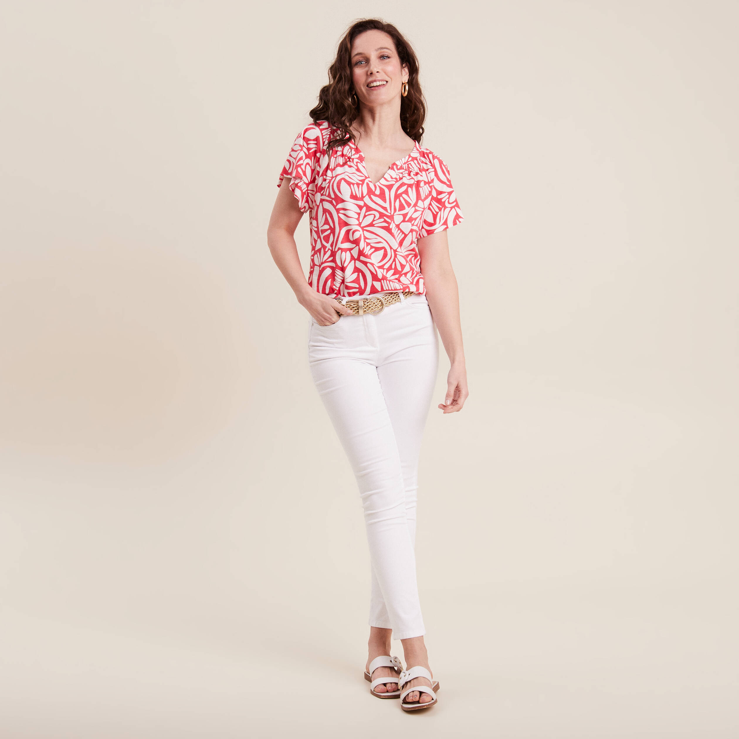 Blouse manches courtes rouge femme