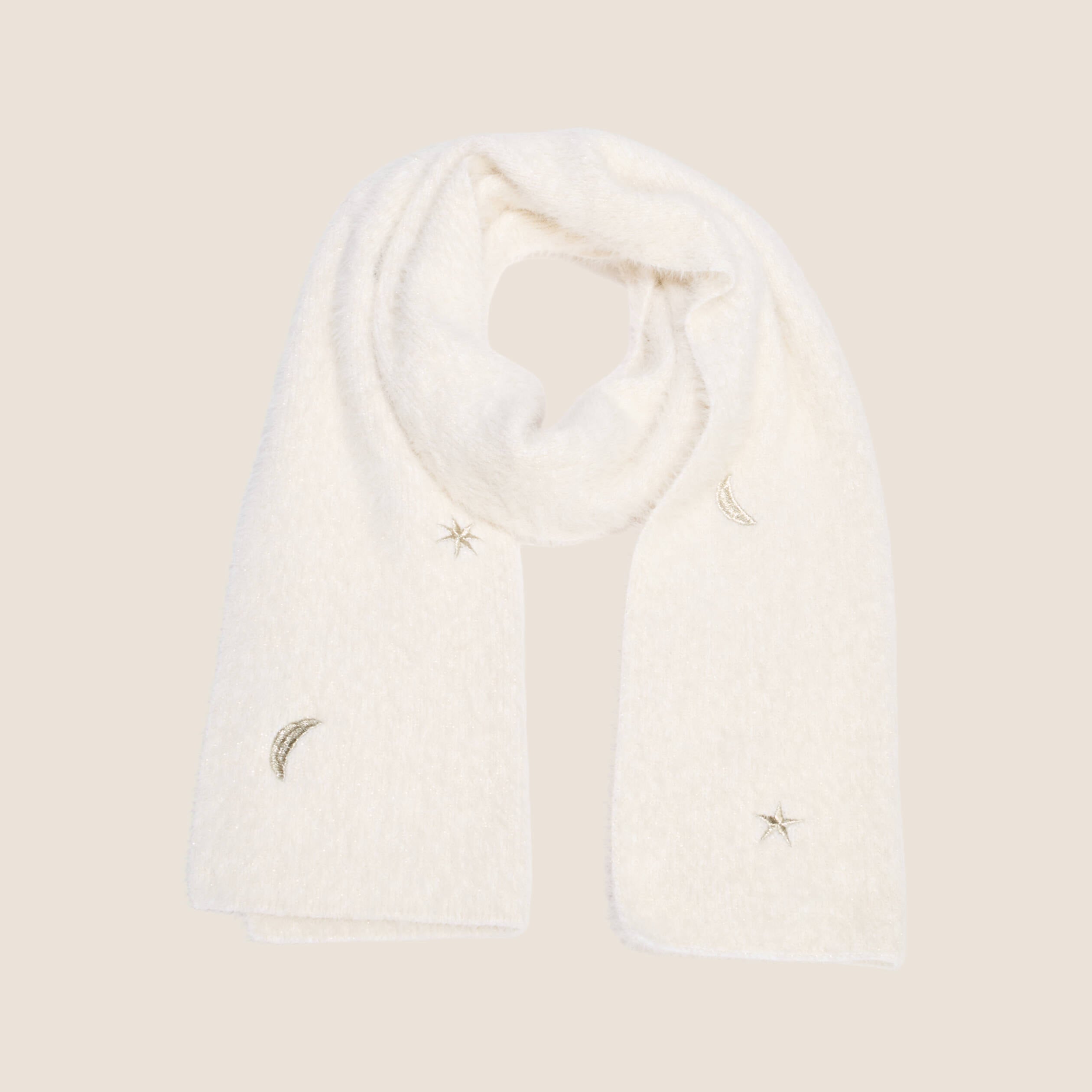 &Eacute;charpe avec broderies ecru femme