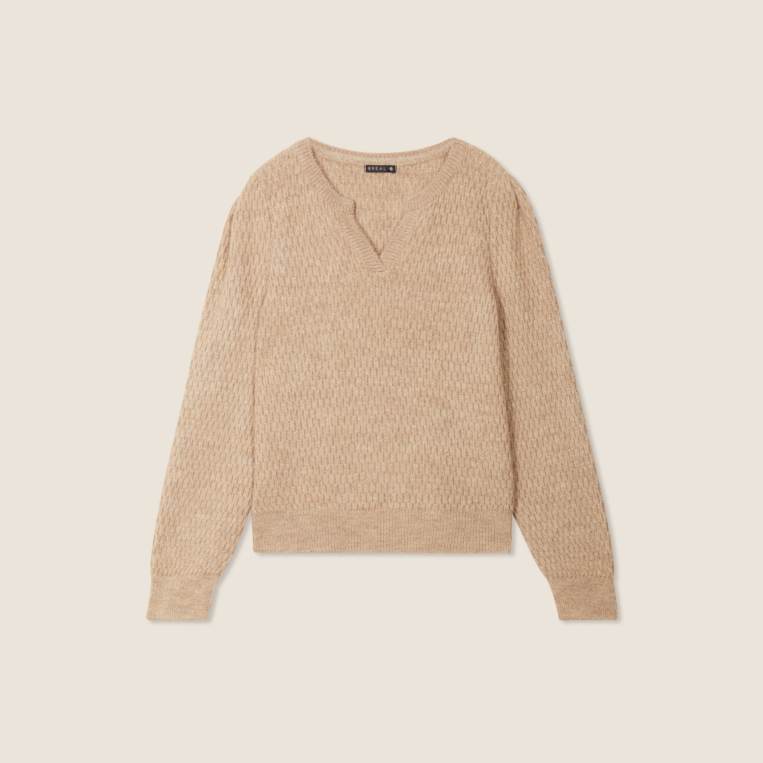Pull manches longues beige femme