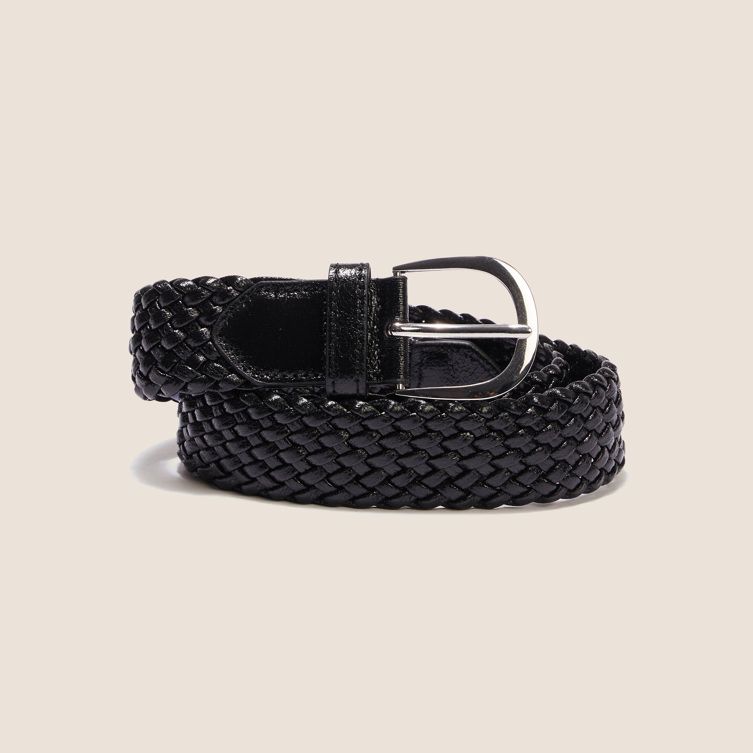 Ceinture tressee metalissee noir femme Breal