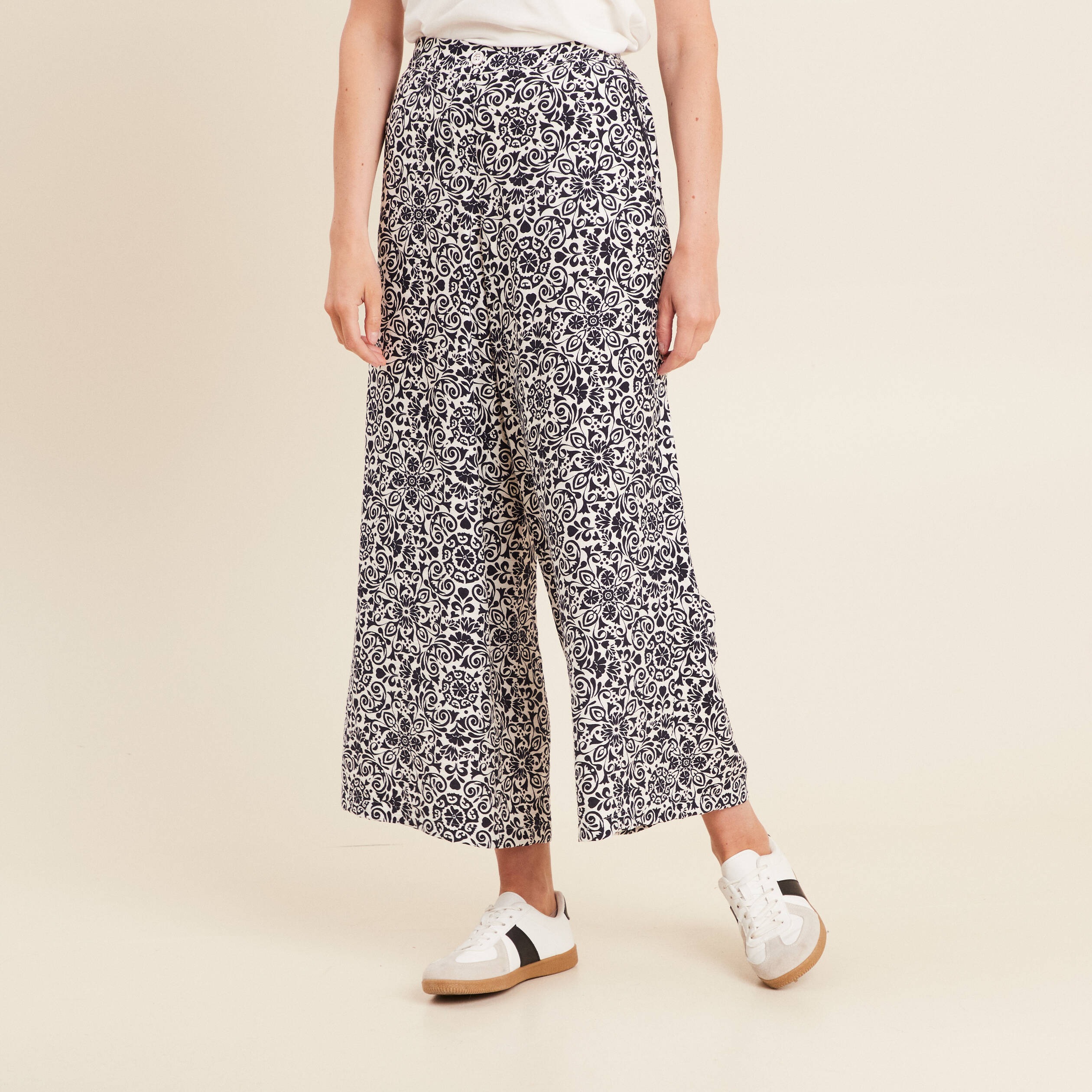 pantalon 78eme taille haute bleu marine femme Pantalon 7/8ème taille haute bleu marine femme