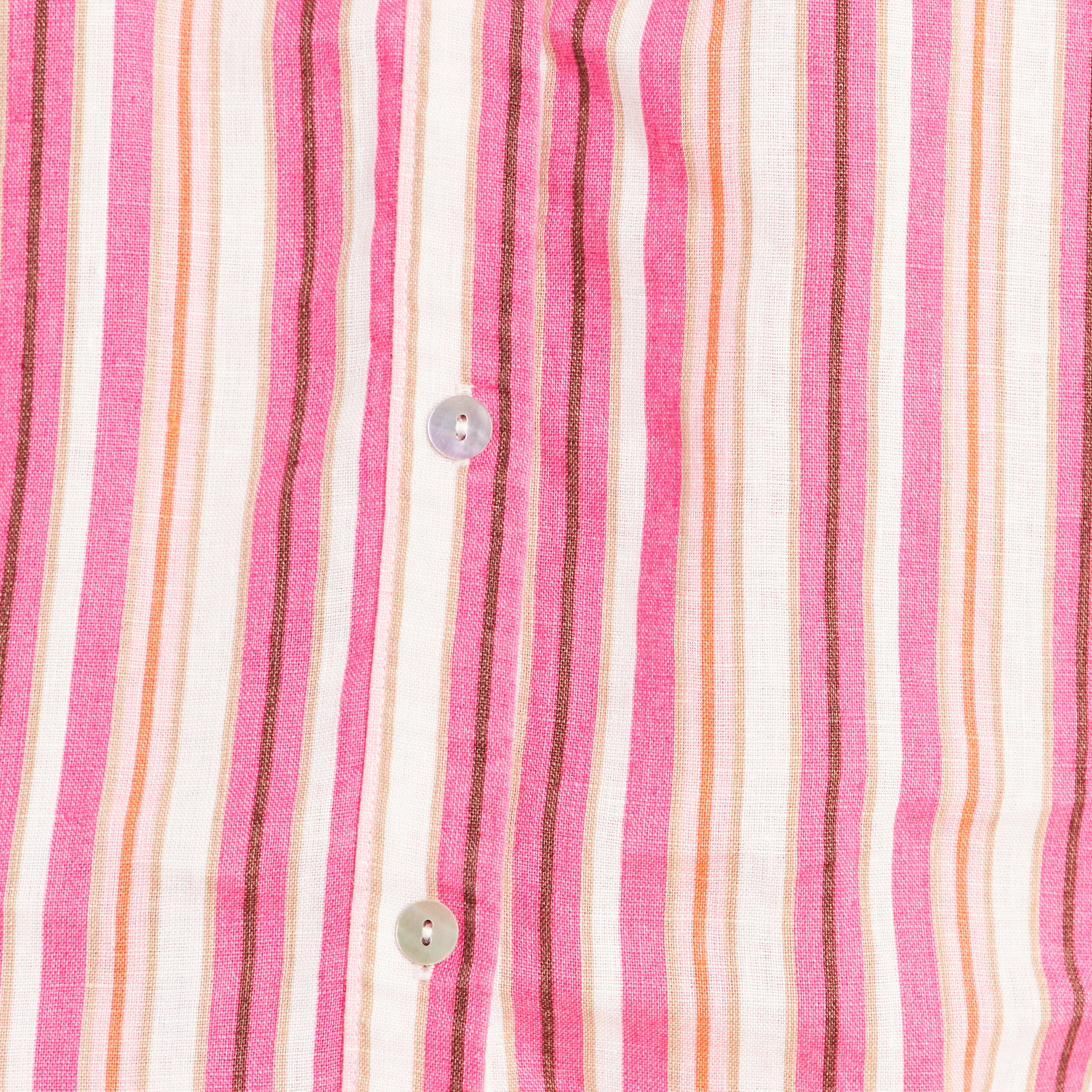 Chemise ample manches courtes aspect lin rose femme