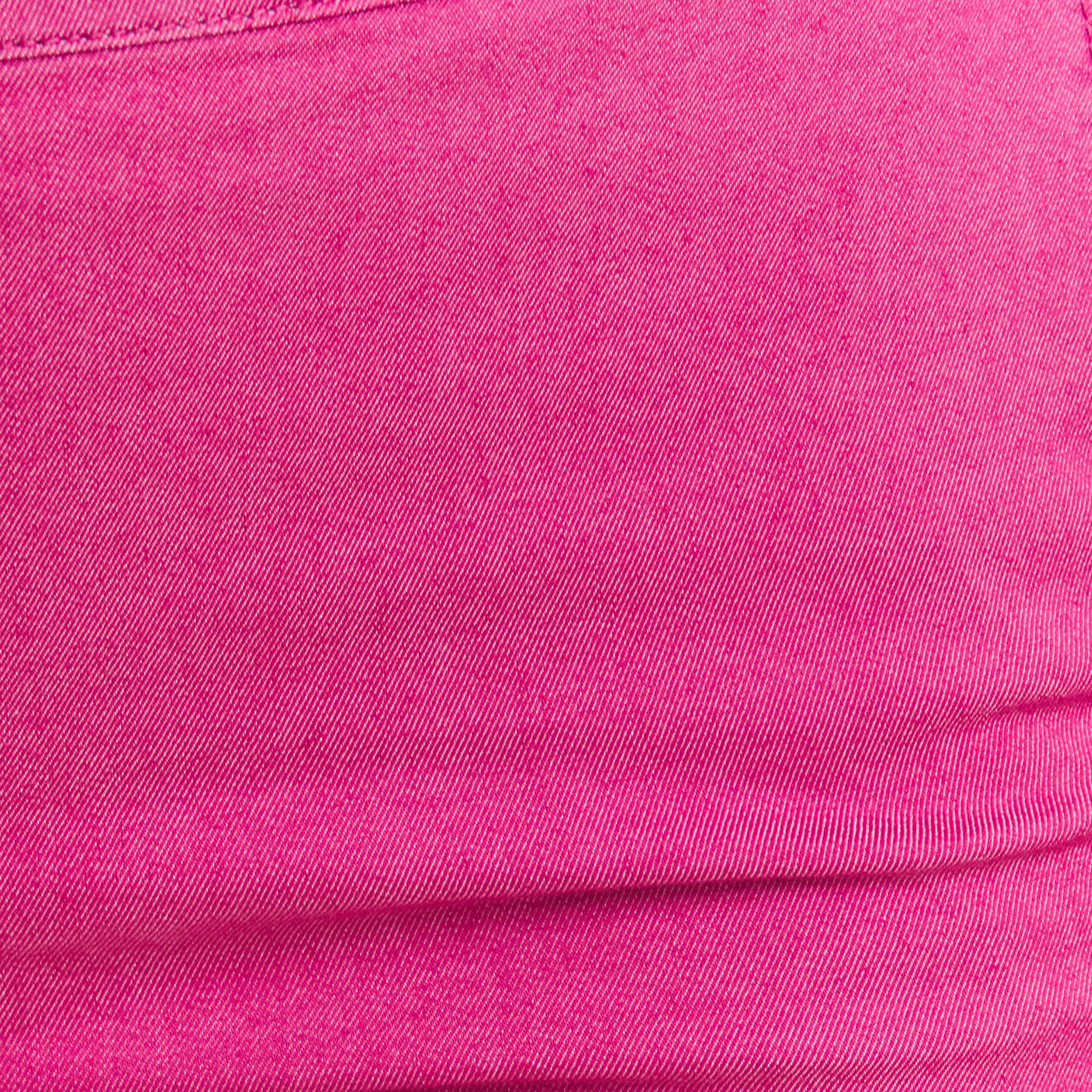 Pantacourt ajusté taille haute rose fushia femme