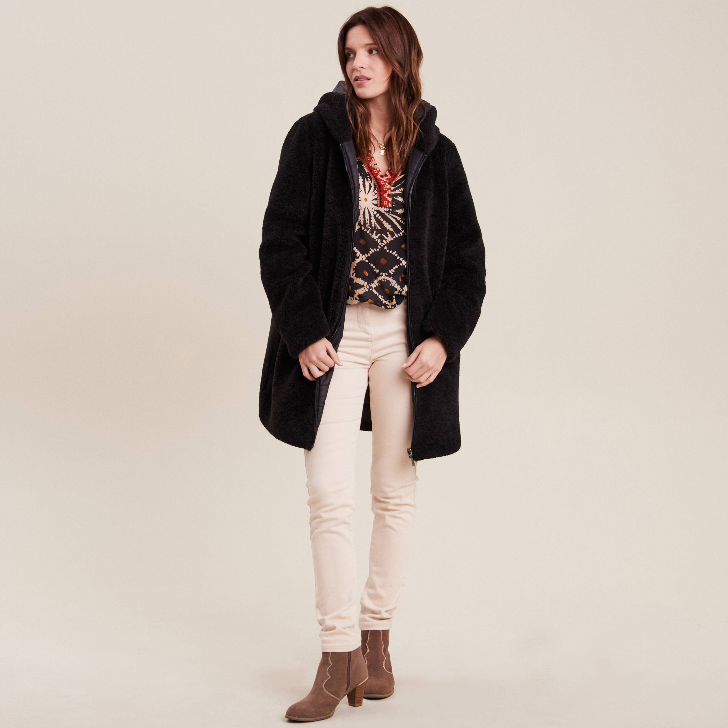 Blouse manches 3/4 noir femme