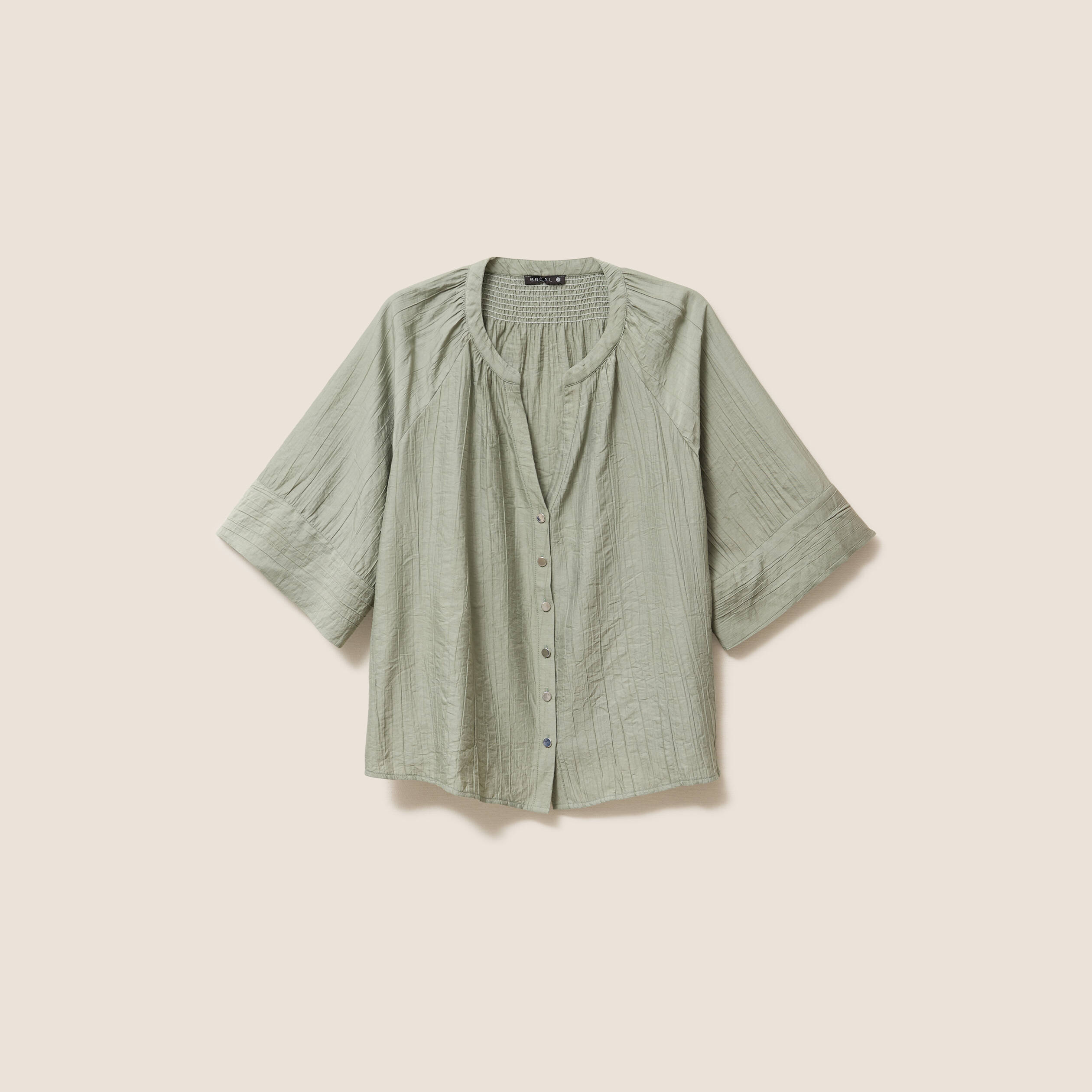 Blouse ample col v manches 3/4 vert clair femme