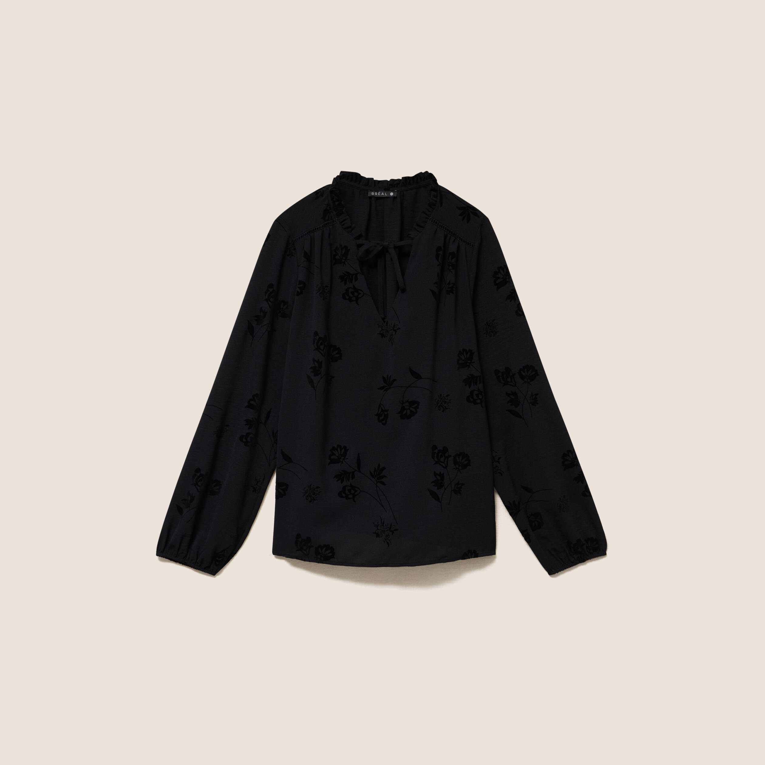 Blouse fluide manches longues noir femme